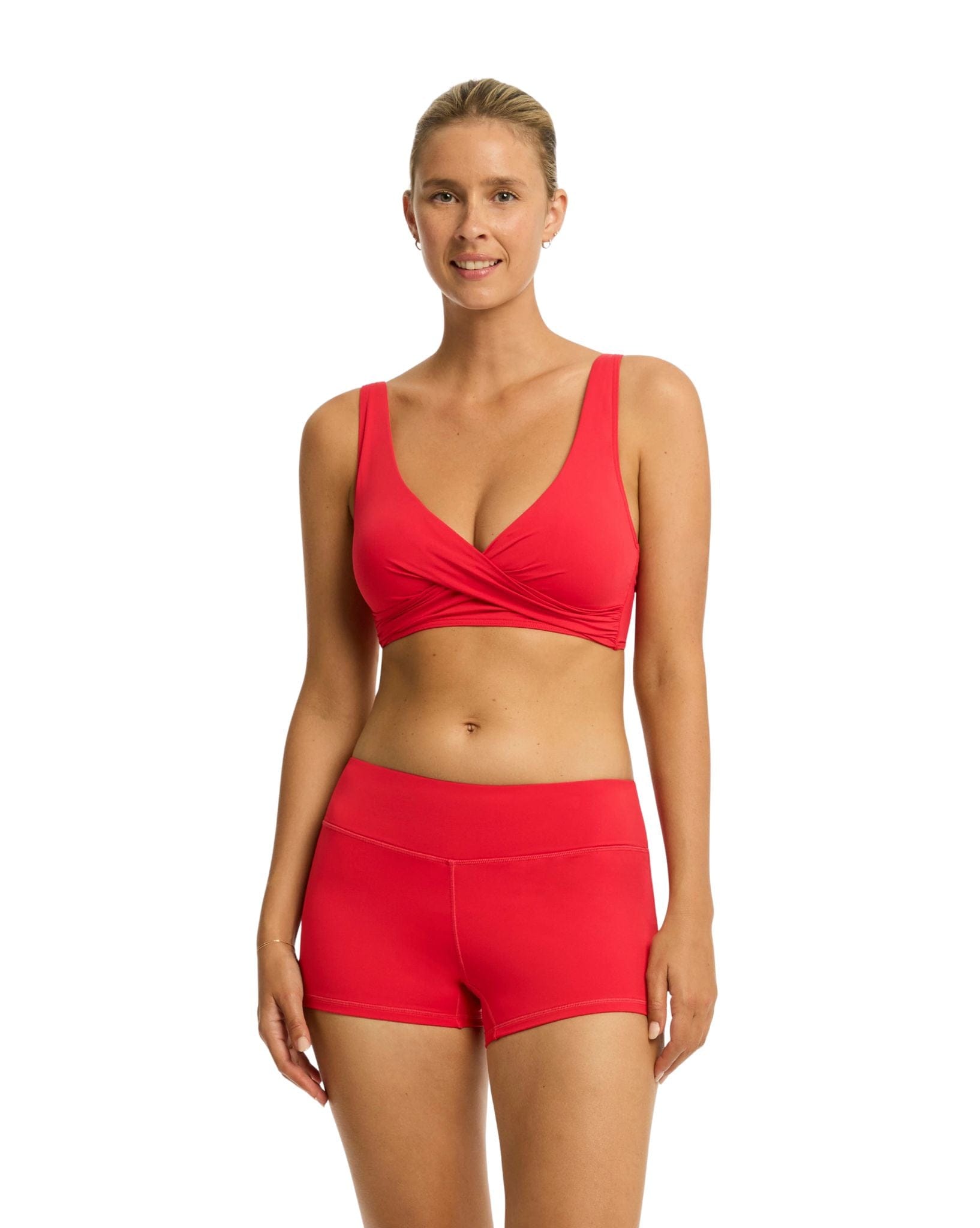 Sea Level Essentials Cross Front Multifit Bra Top
