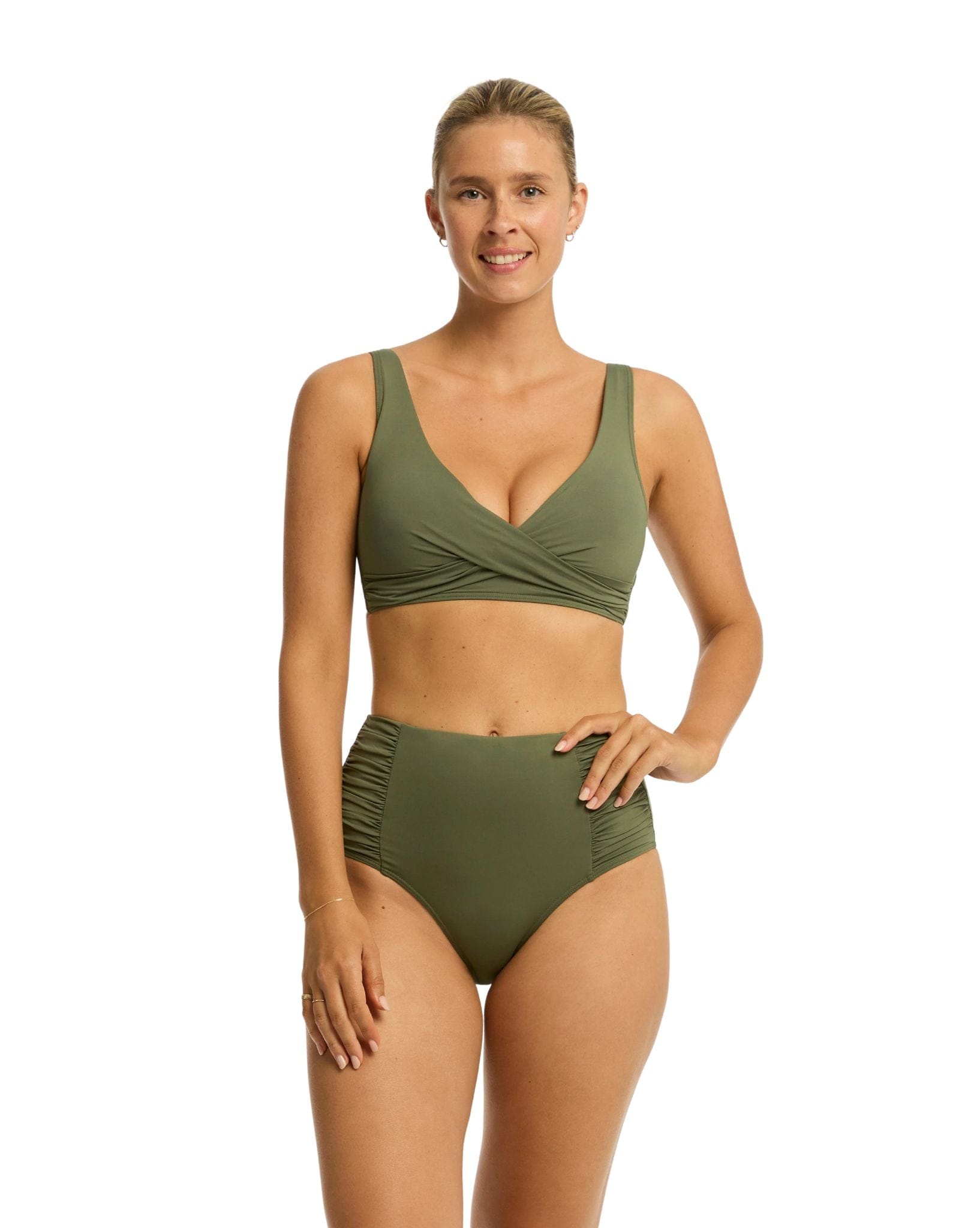 Sea Level Essentials Cross Front Multifit Bra Top