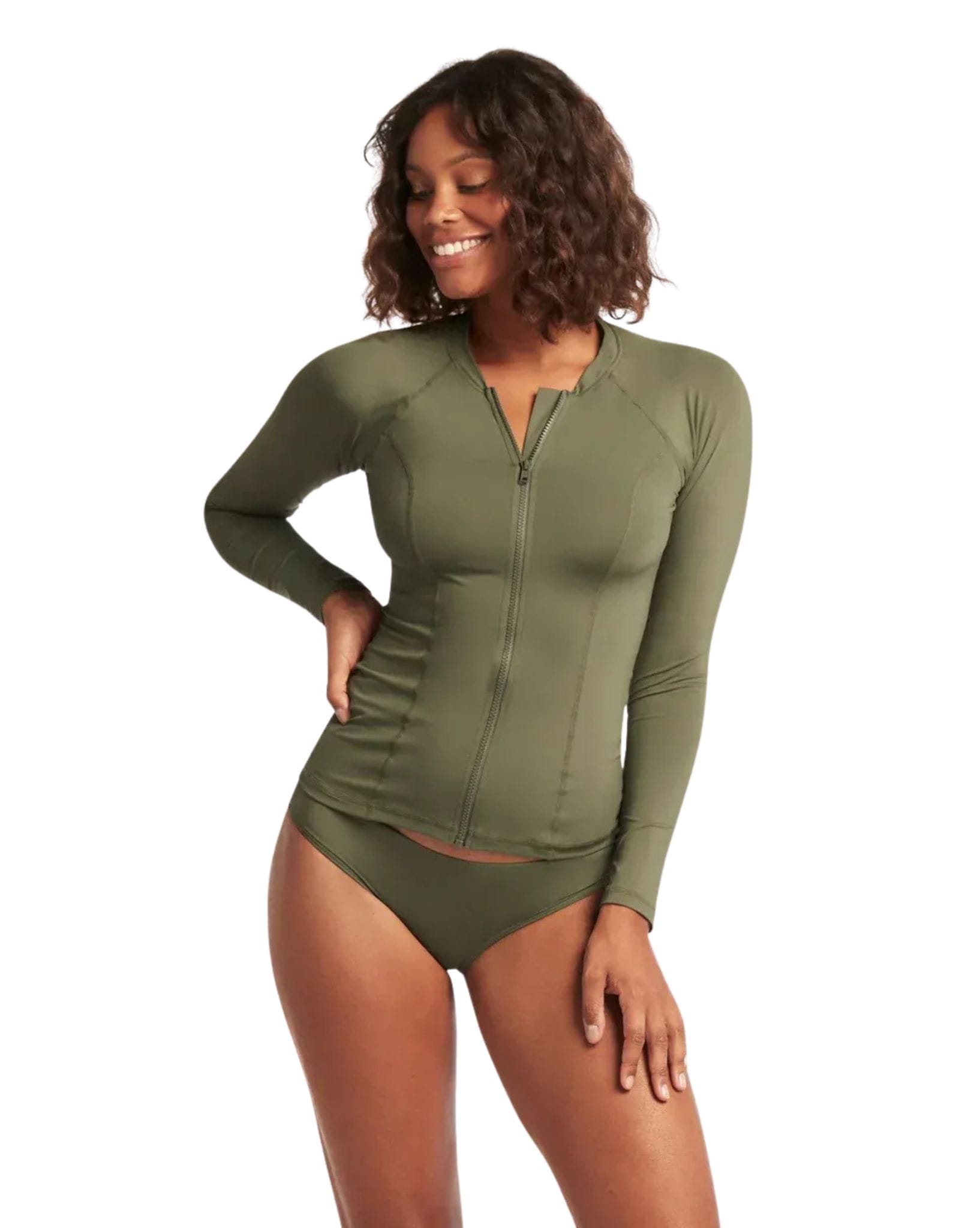 Sea Level Essentials Long Sleeve Rash Vest-Full Zipper