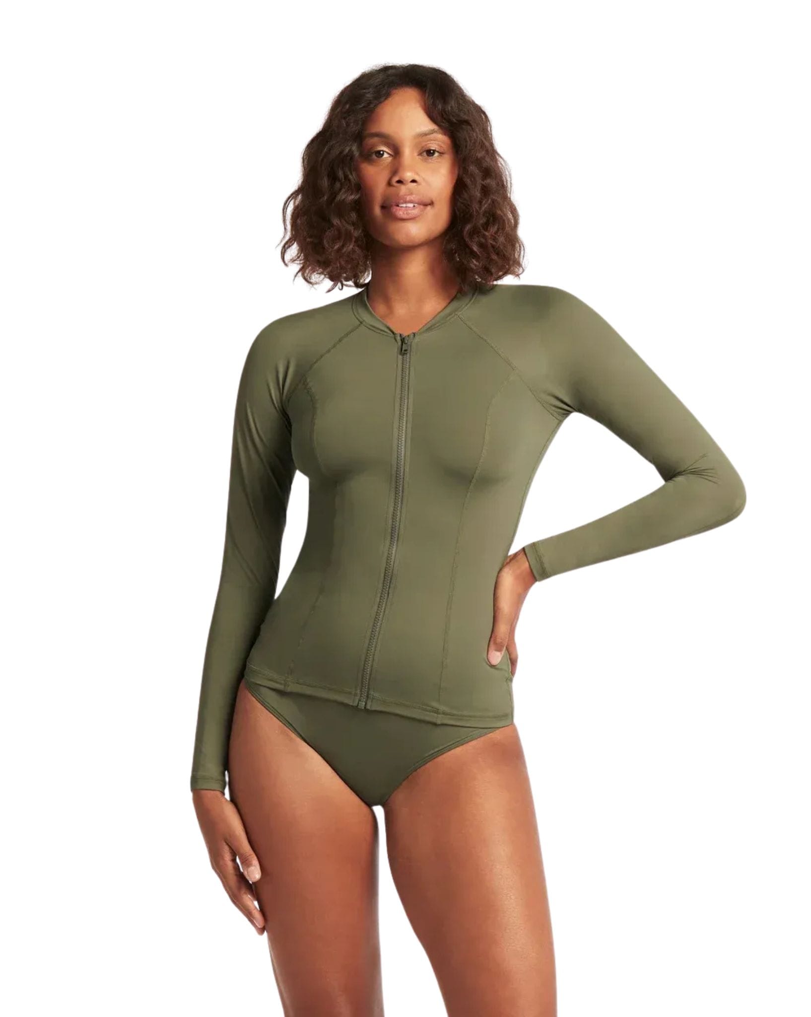 Sea Level Essentials Long Sleeve Rash Vest-Full Zipper