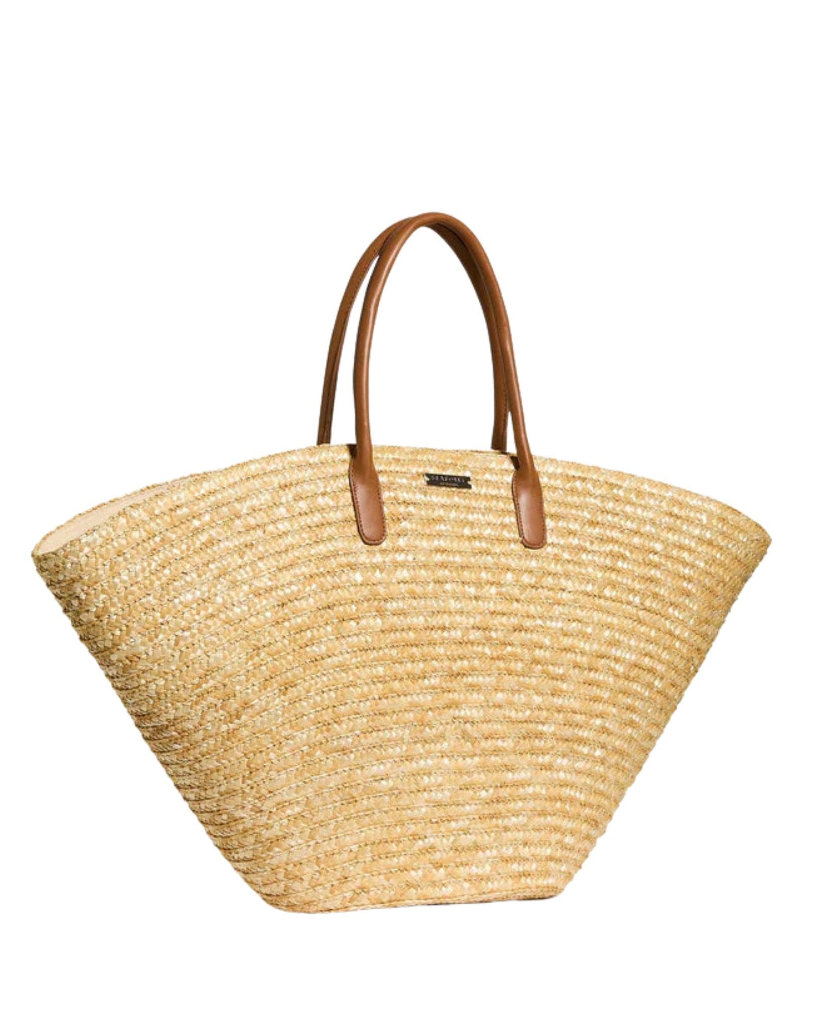 Seafolly Birds Of Paradise Straw Fan Tote Bag