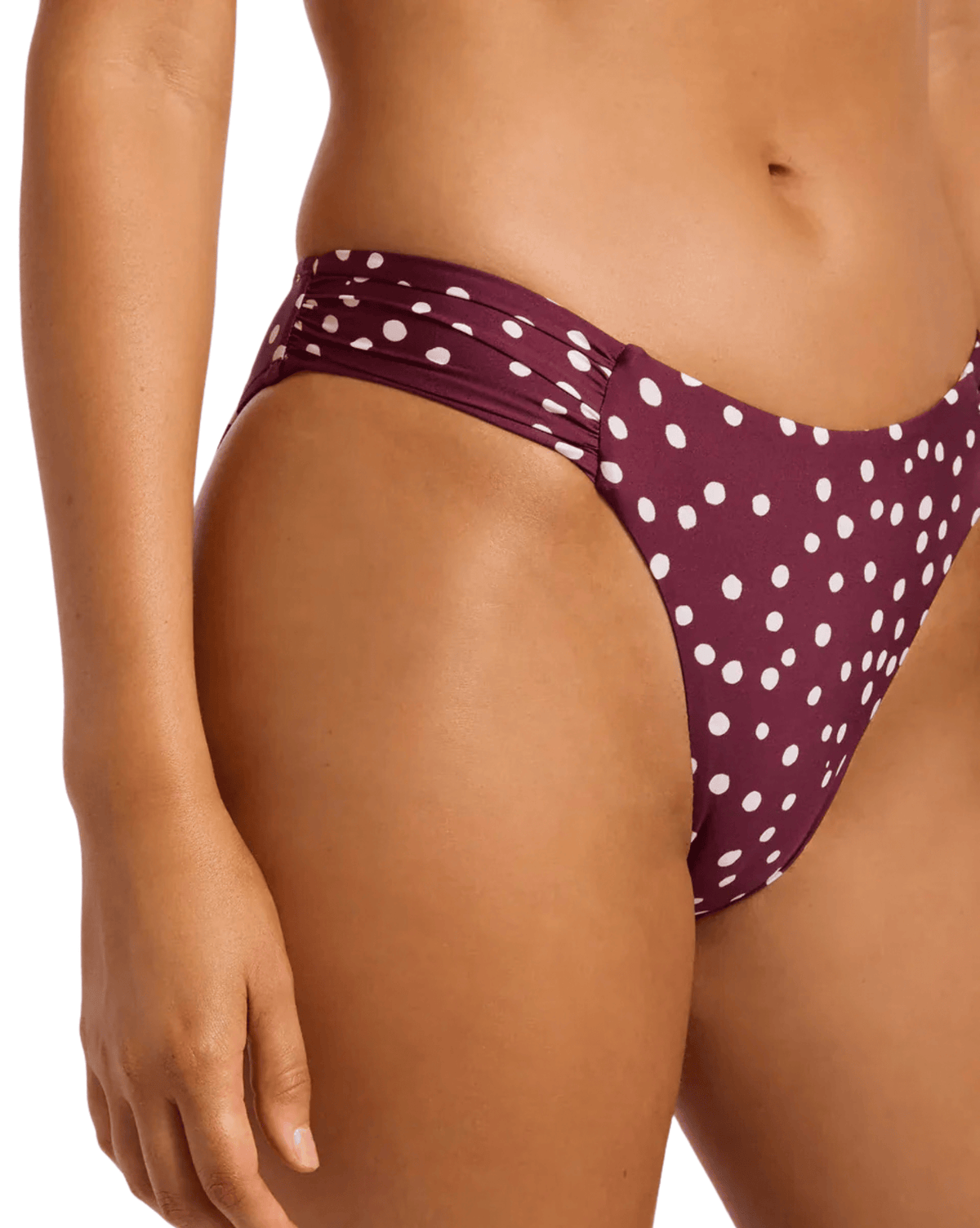 Seafolly Womens Dolcedot High Leg Ruched Side Pant - Dark Burgundy