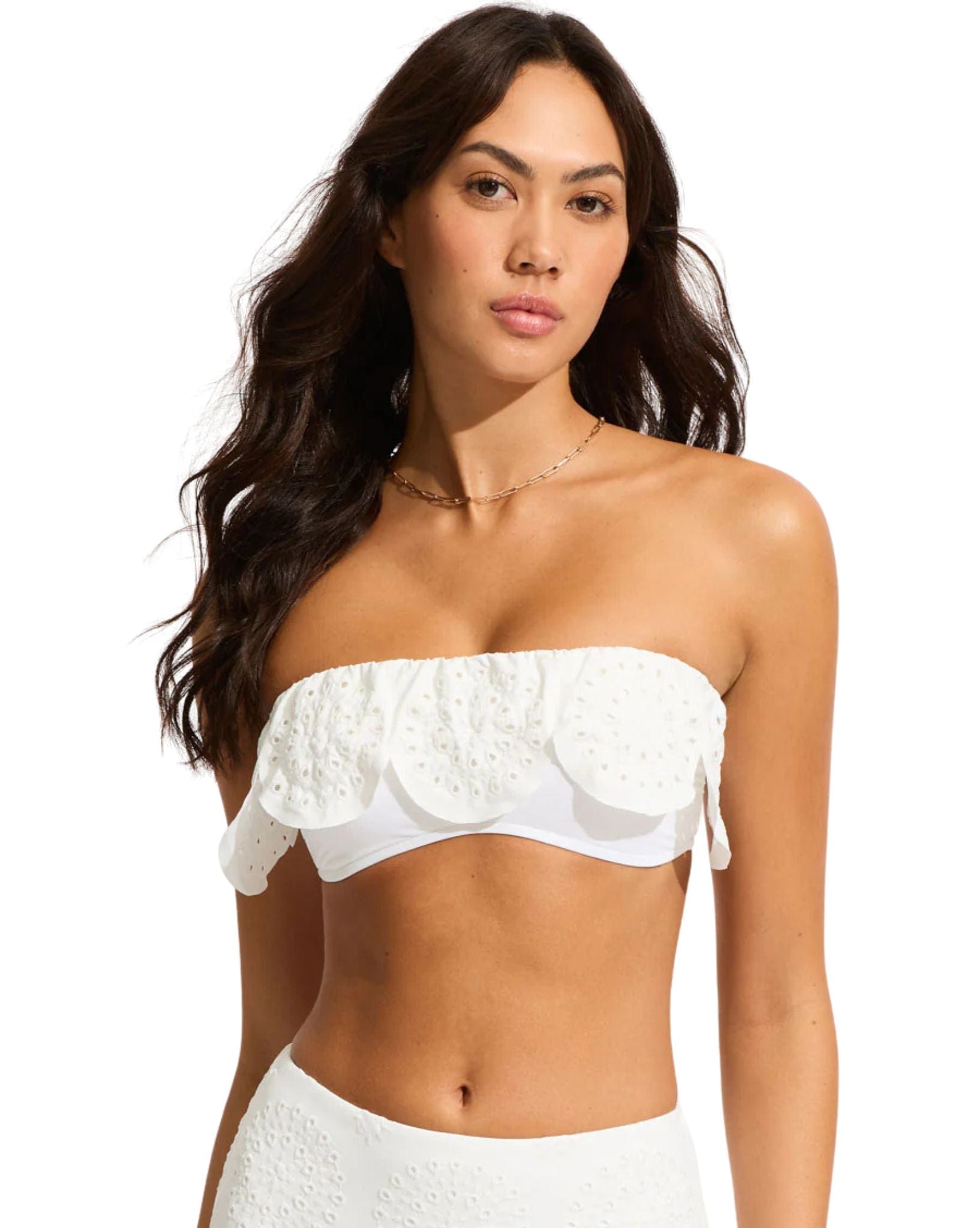Seafolly Womens Lulu Bandeau Bra With Flounce