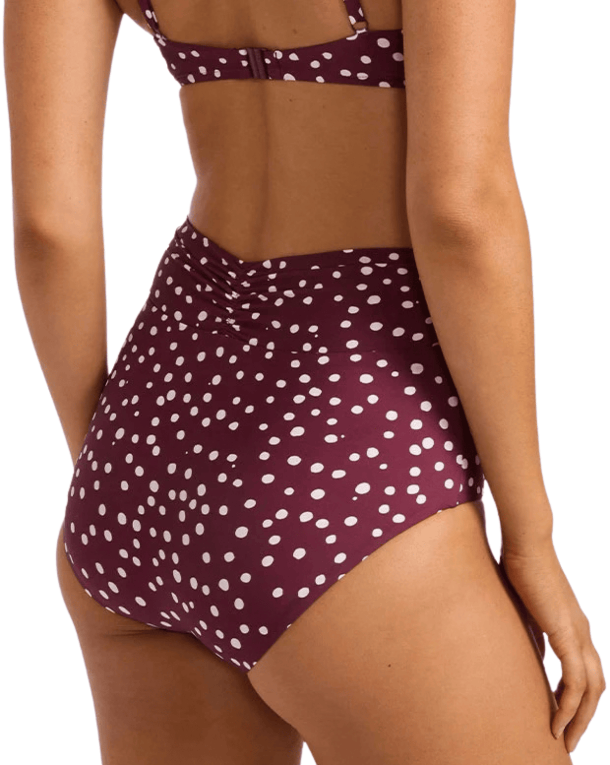 Seafolly Womens Seafolly Dolce Dot Ruched Band High Waist Pant - Dark Burgundy