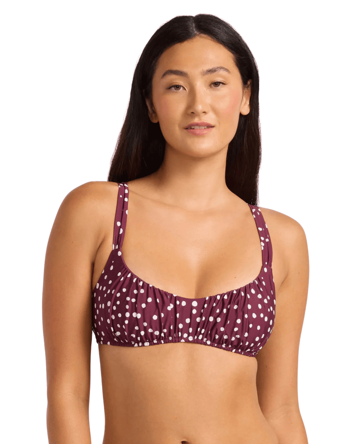 Seafolly Womens Seafolly Dolce Dot Ruched Bralette - Dark Burgundy