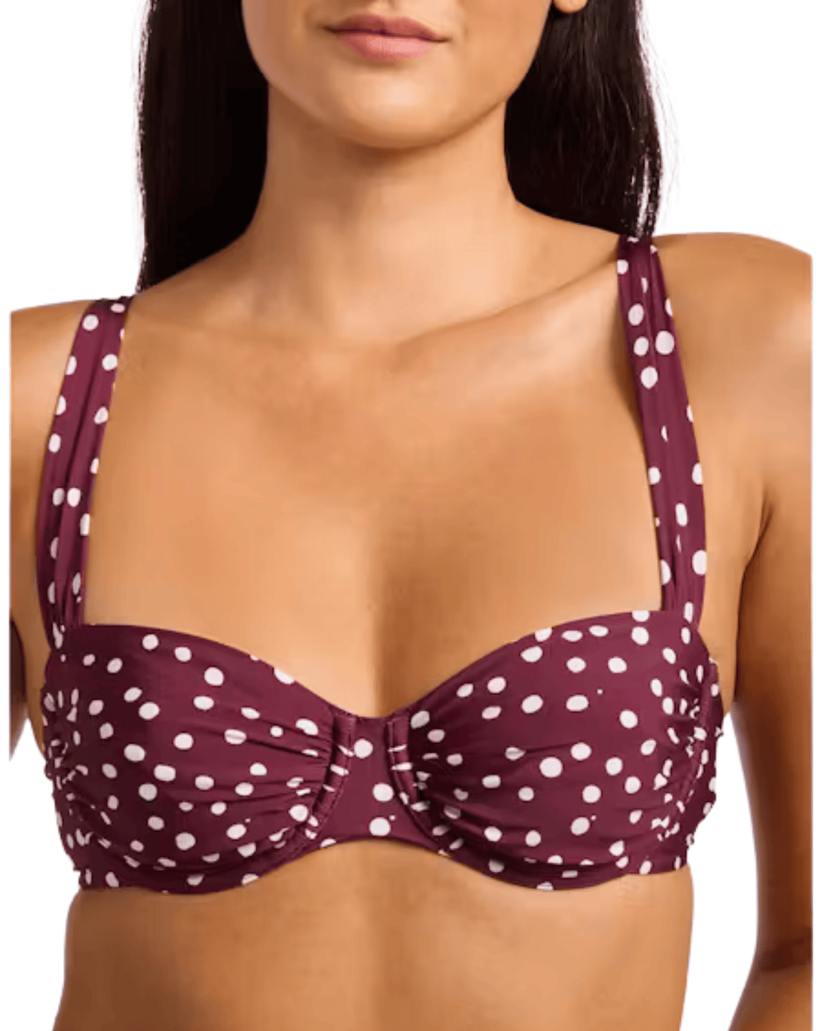 Seafolly Womens Seafolly Dolcedot Ruched Underwire Bra - Dark Burgundy