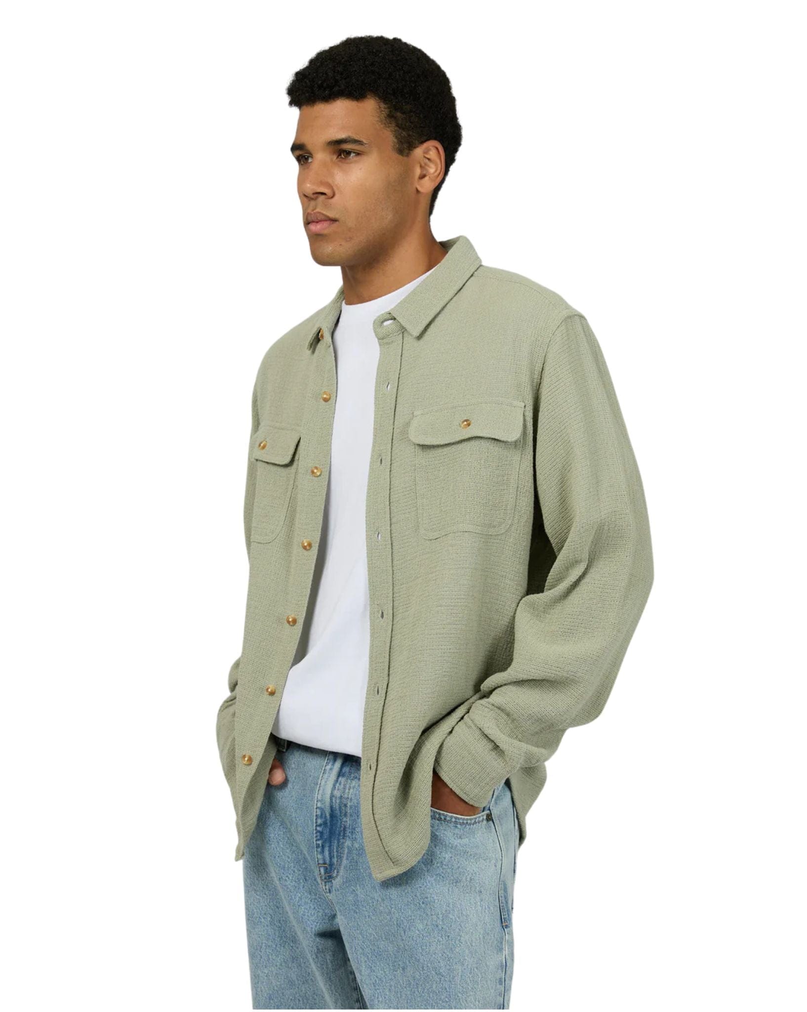 Silent Theory Mens Aspen Ls Shirt - Sage