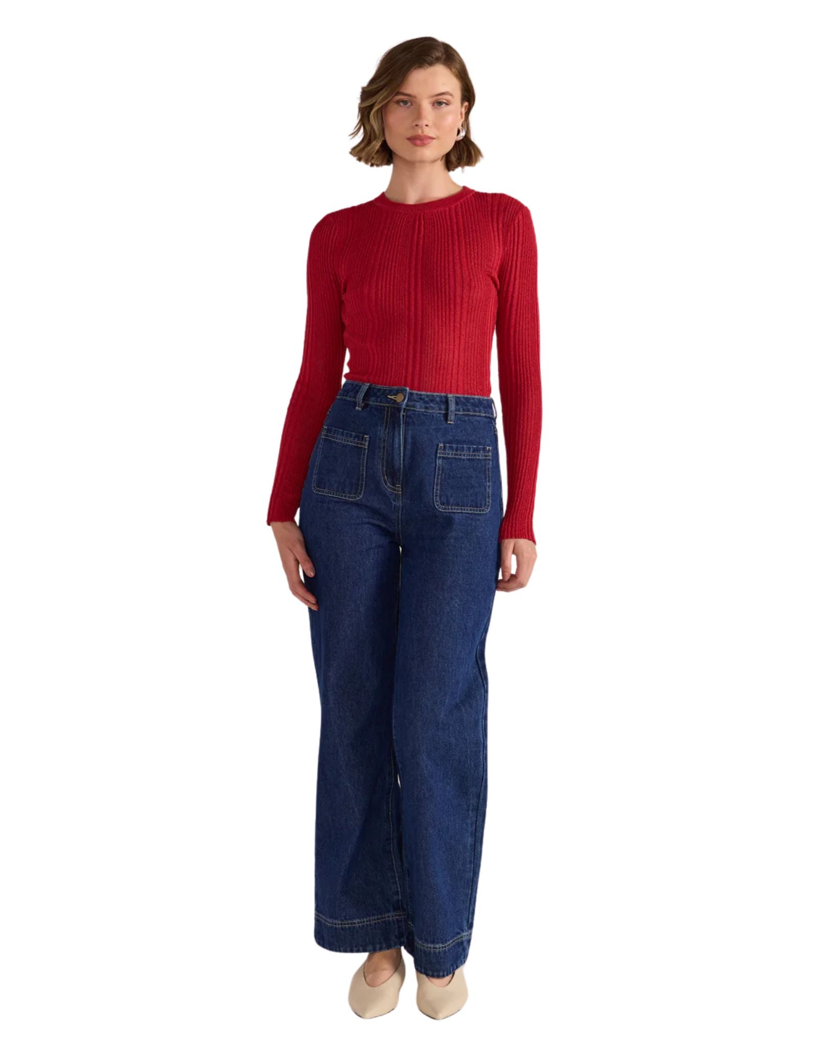 Staple the label Luna Ribbed Knit Top