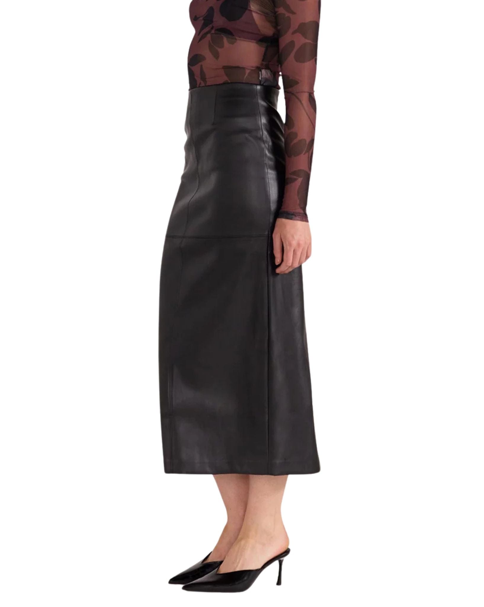 Staple the label Womens Edie PU Midi Skirt - Black