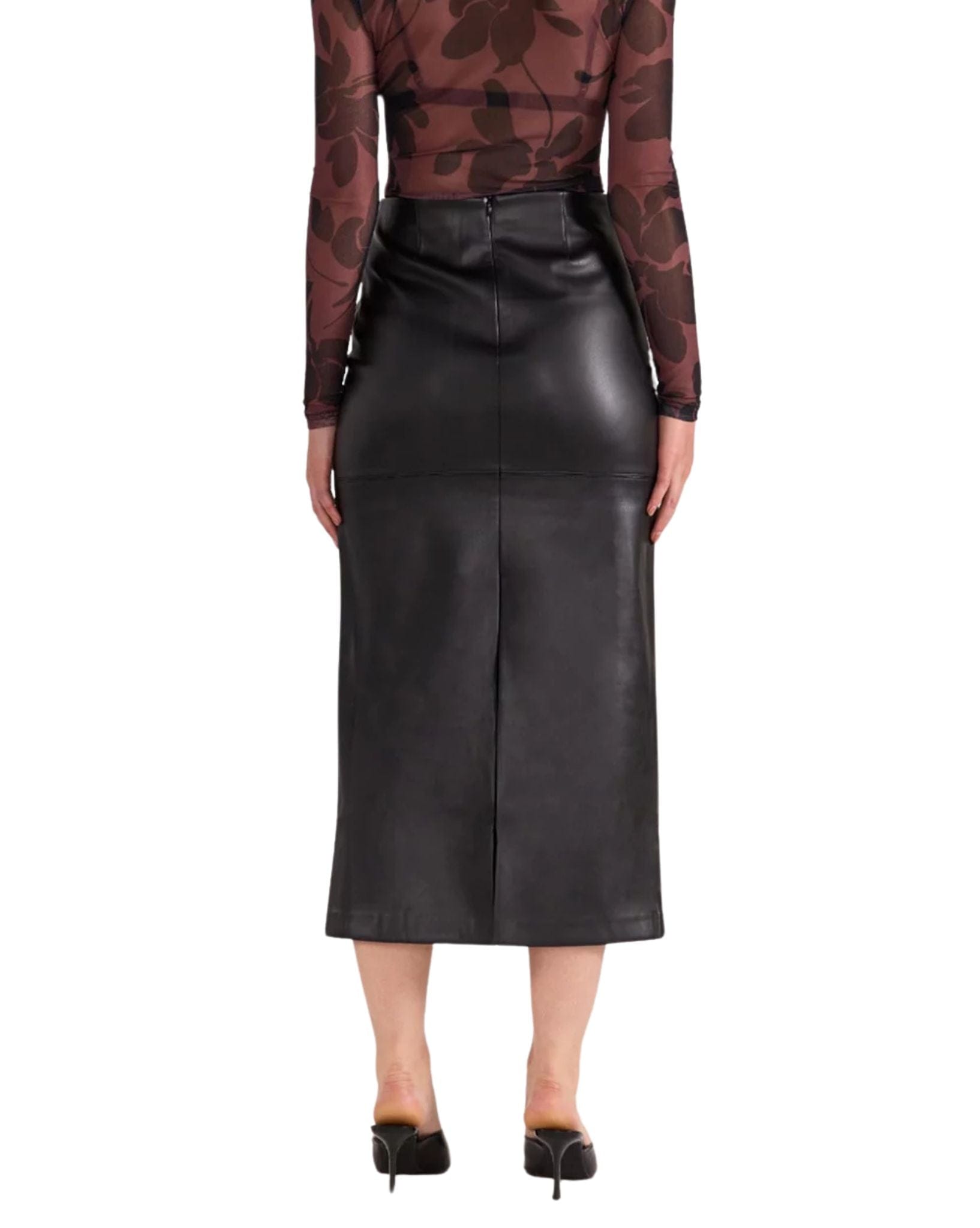 Staple the label Womens Edie PU Midi Skirt - Black
