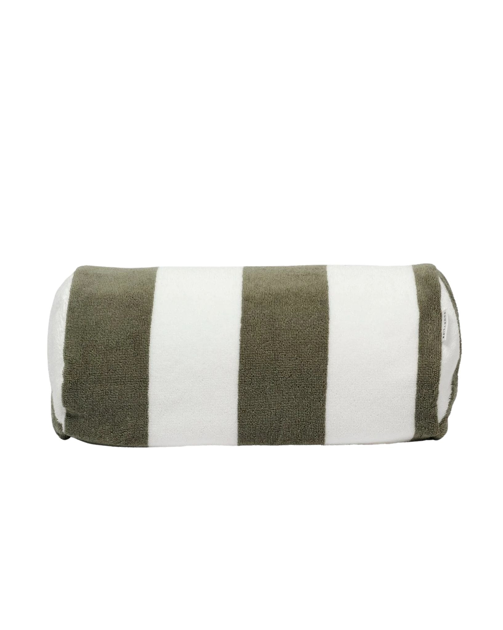 SunnyLife Inflatable Beach Pillow The Vacay Olive Stripe