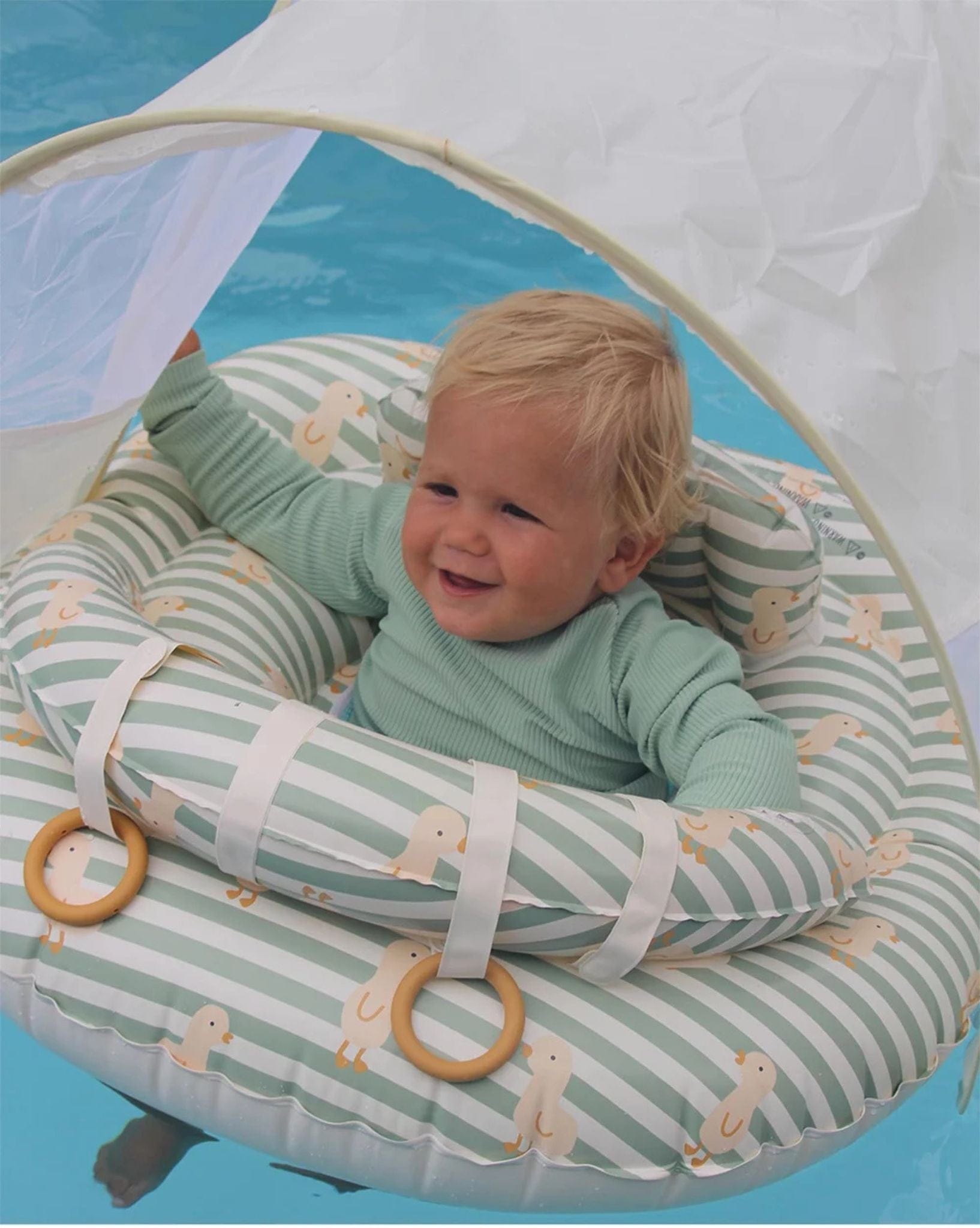 SunnyLife Interactive Baby Float Duck Sage Stripe