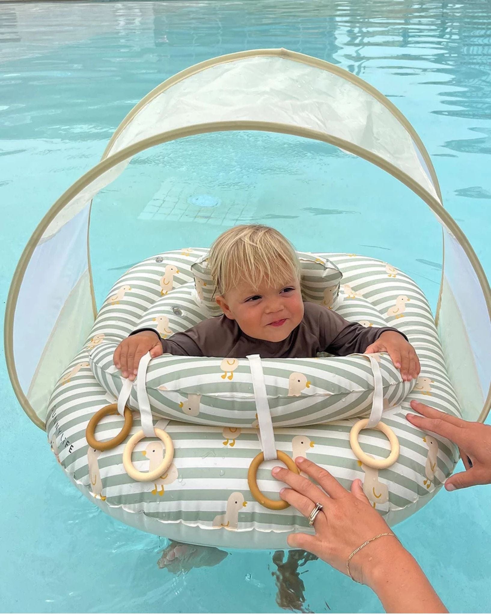 SunnyLife Interactive Baby Float Duck Sage Stripe