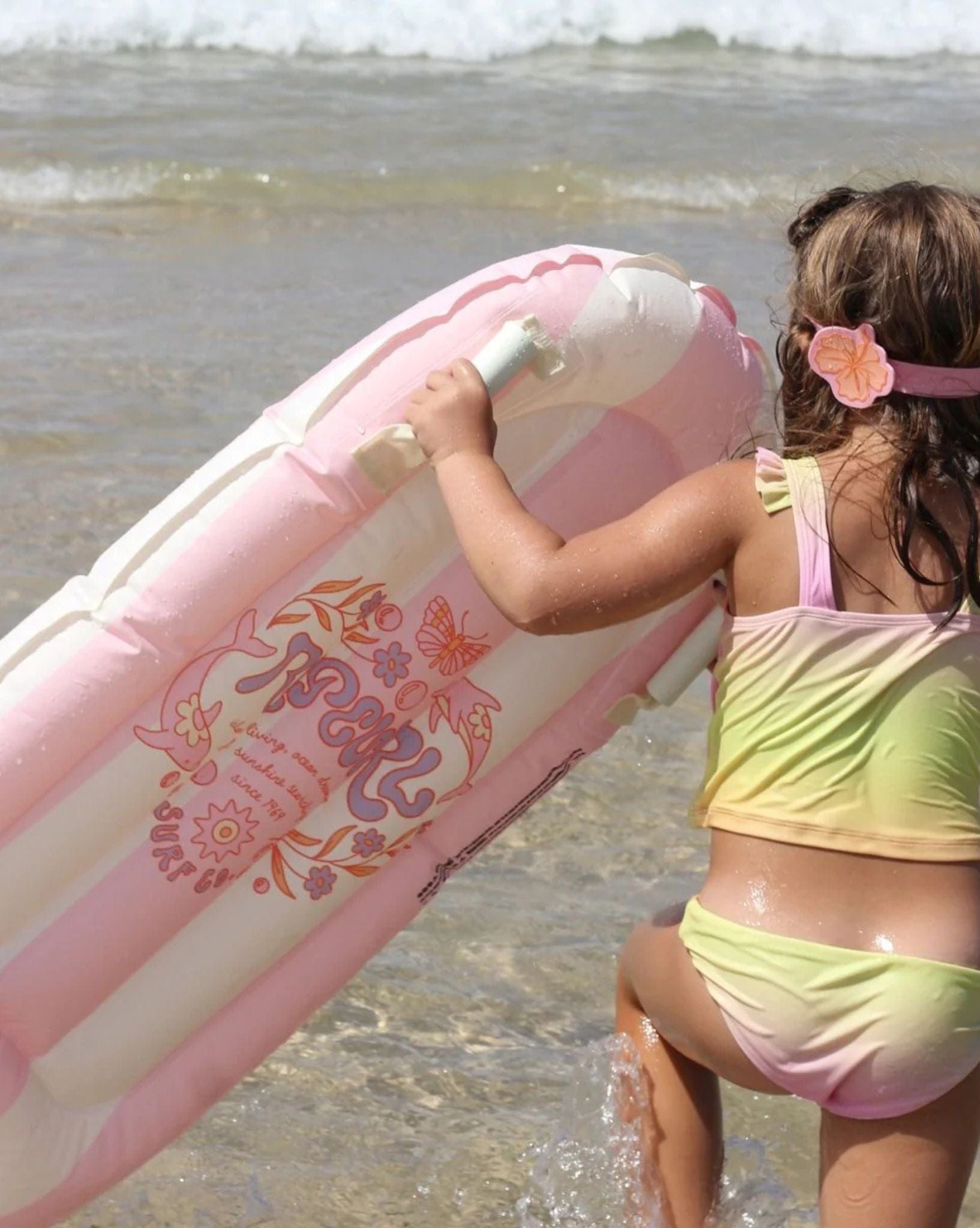 SunnyLife Kids Surf Mat Dolphin Surf Co Pink Stripe