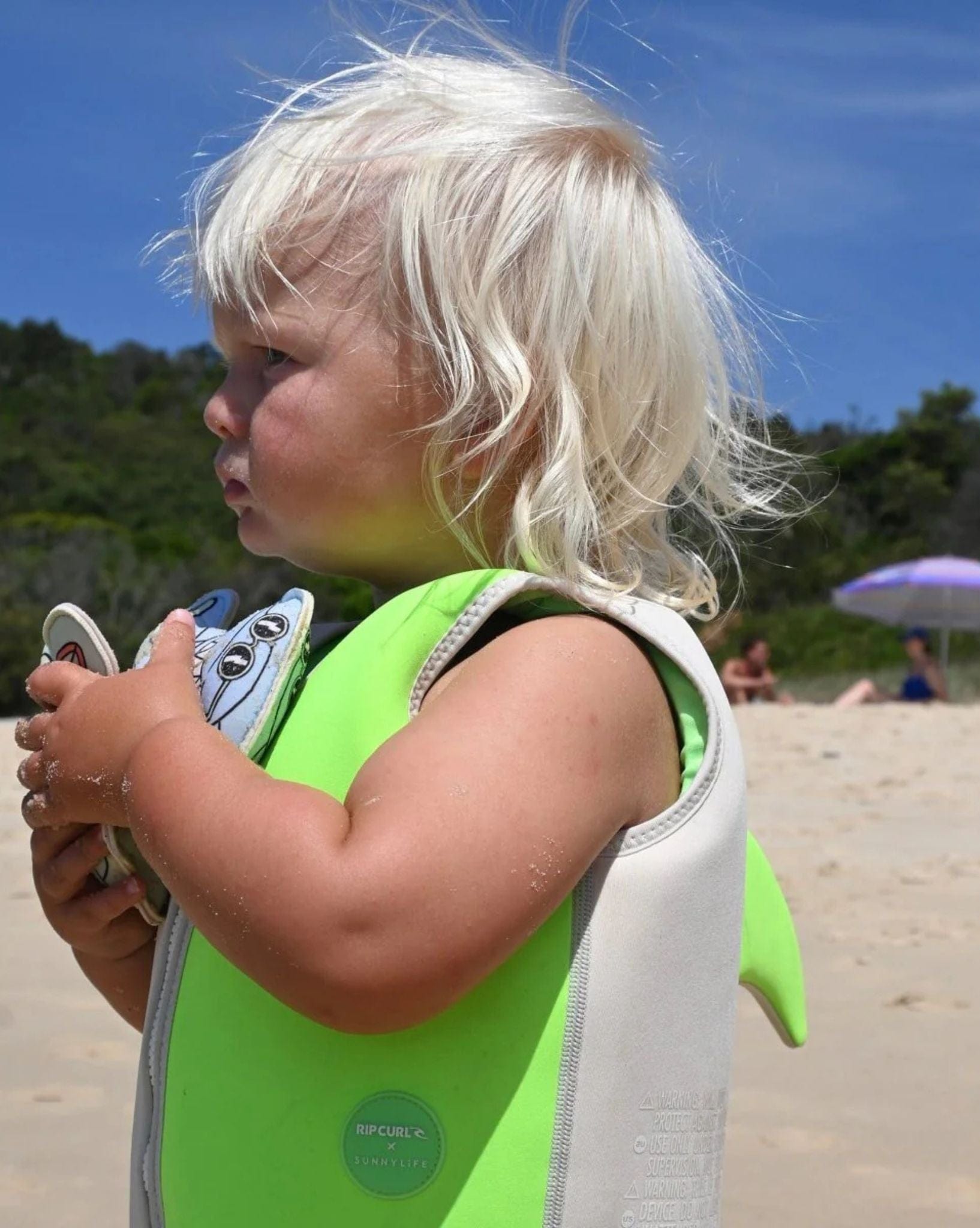 SunnyLife Kids Swim Vest 2-3 Shred Shark Green