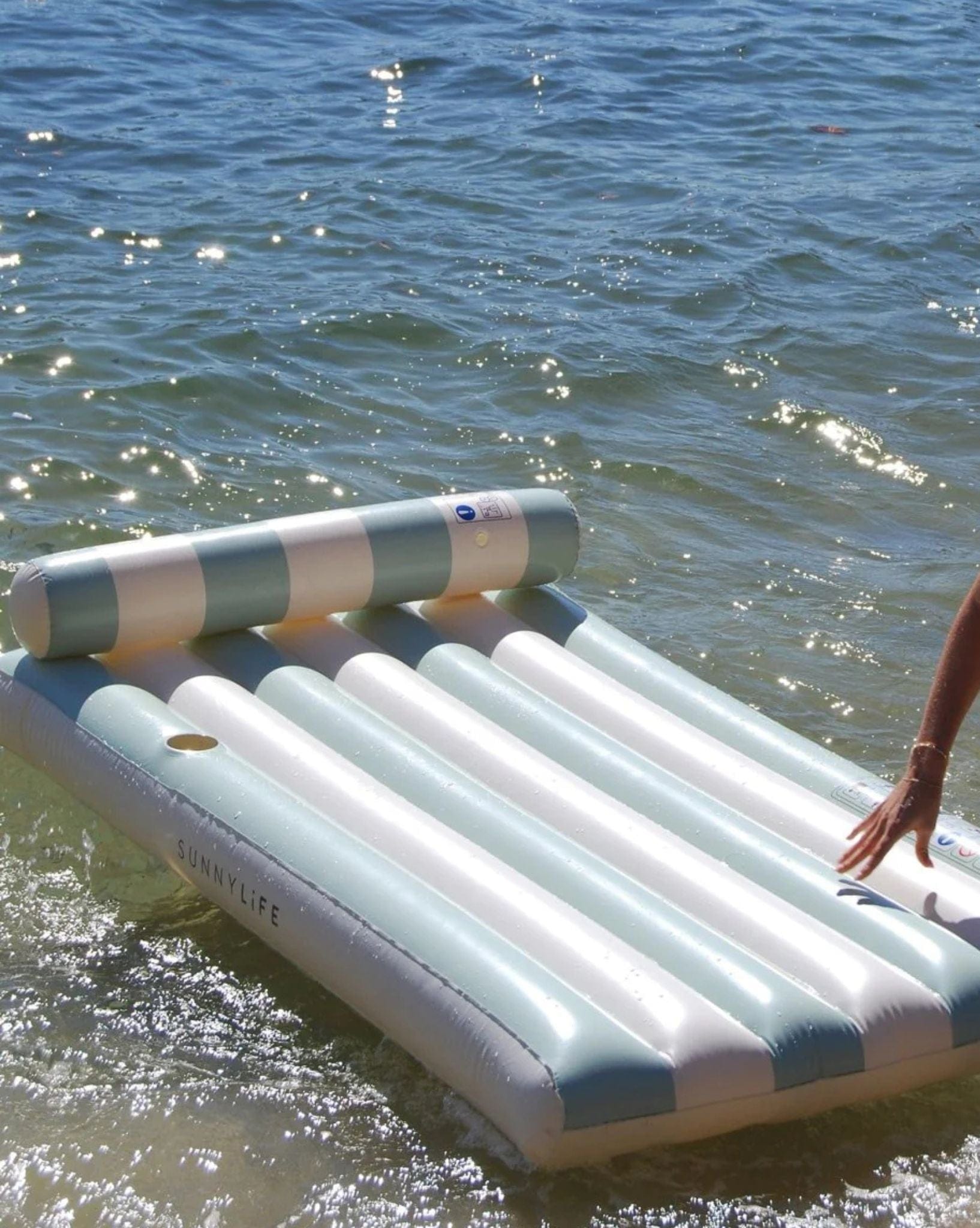 SunnyLife Luxe Lilo Green Stripe