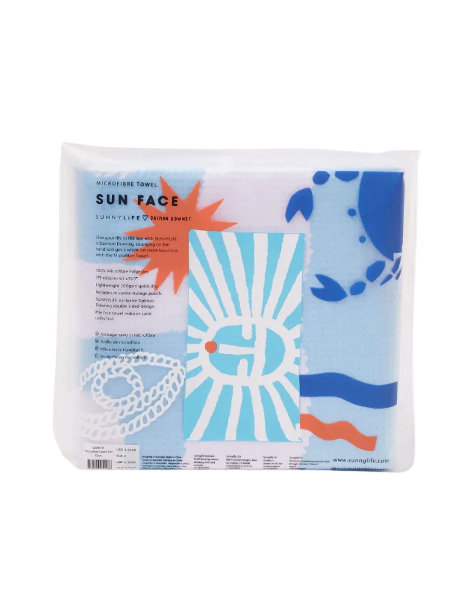 SunnyLife Microfibre Towel - Sun Face
