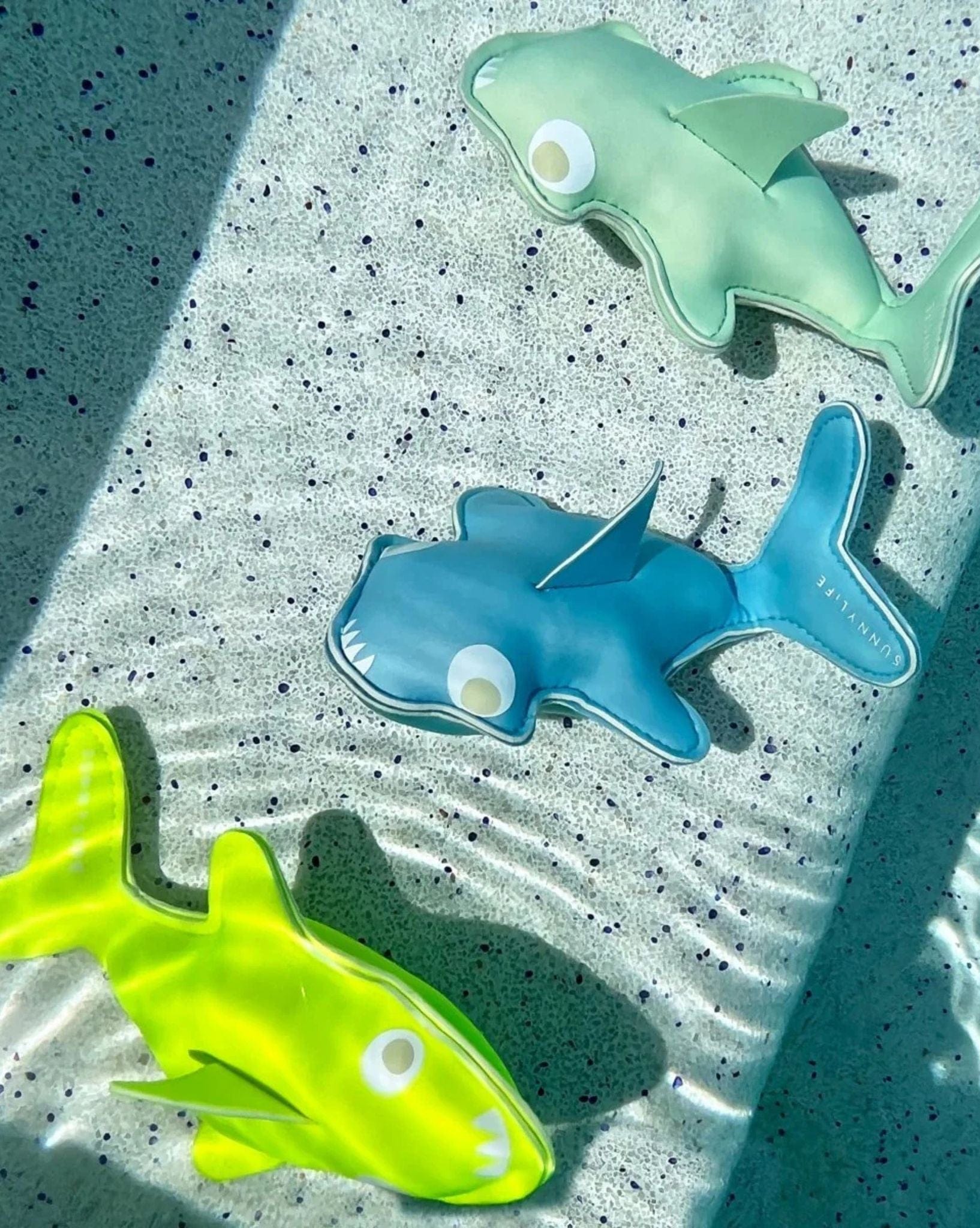 SunnyLife Salty The Shark Dive Buddies Aqua Neon Yellow Set Of 3