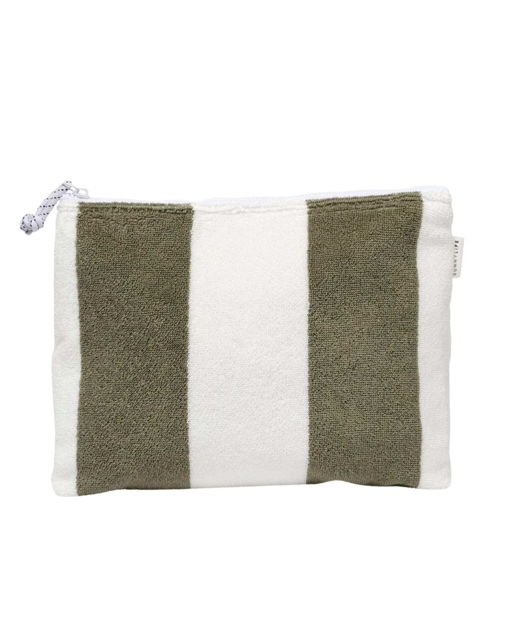 SunnyLife Terry Beach Pouch The Vacay Olive Stripe