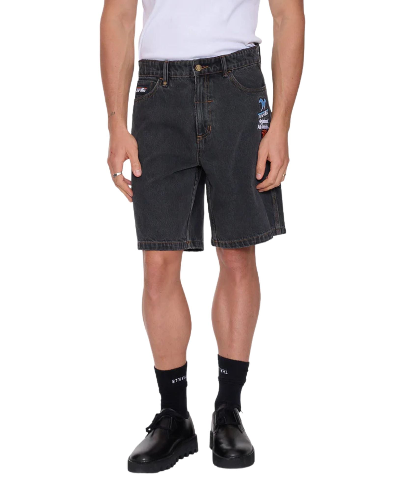 Thrills Against All Odds Mid Slacker Relaxed Long Denim Short