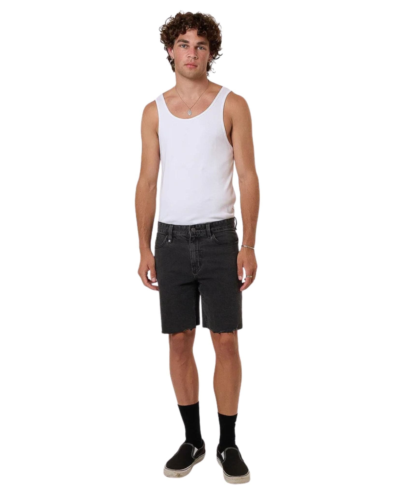 Thrills Bones Denim Short- Ash Black