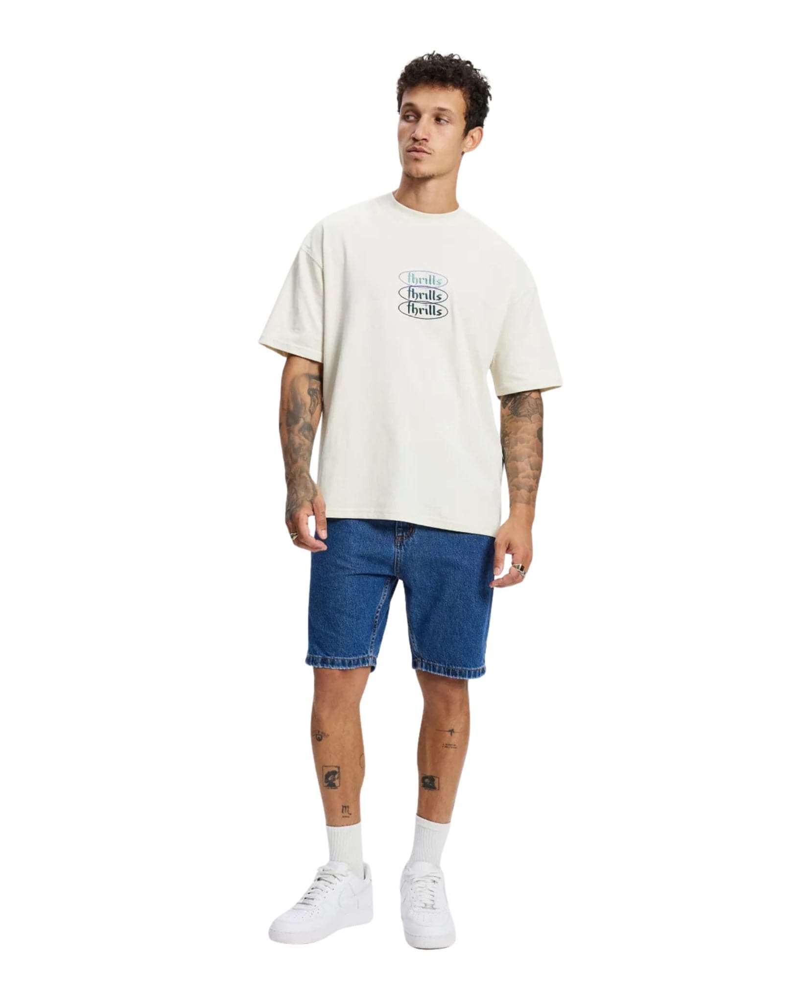 Thrills Chopped Hem Slim Straight Denim Short - Deep Vintage Blue