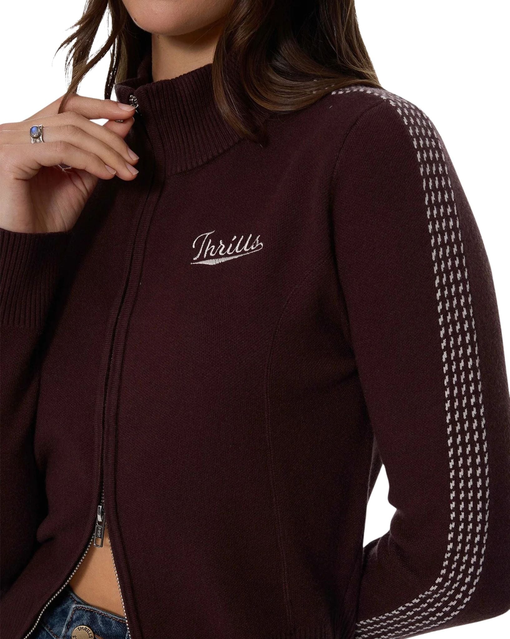 Thrills Final Call Zip Knit Sweater