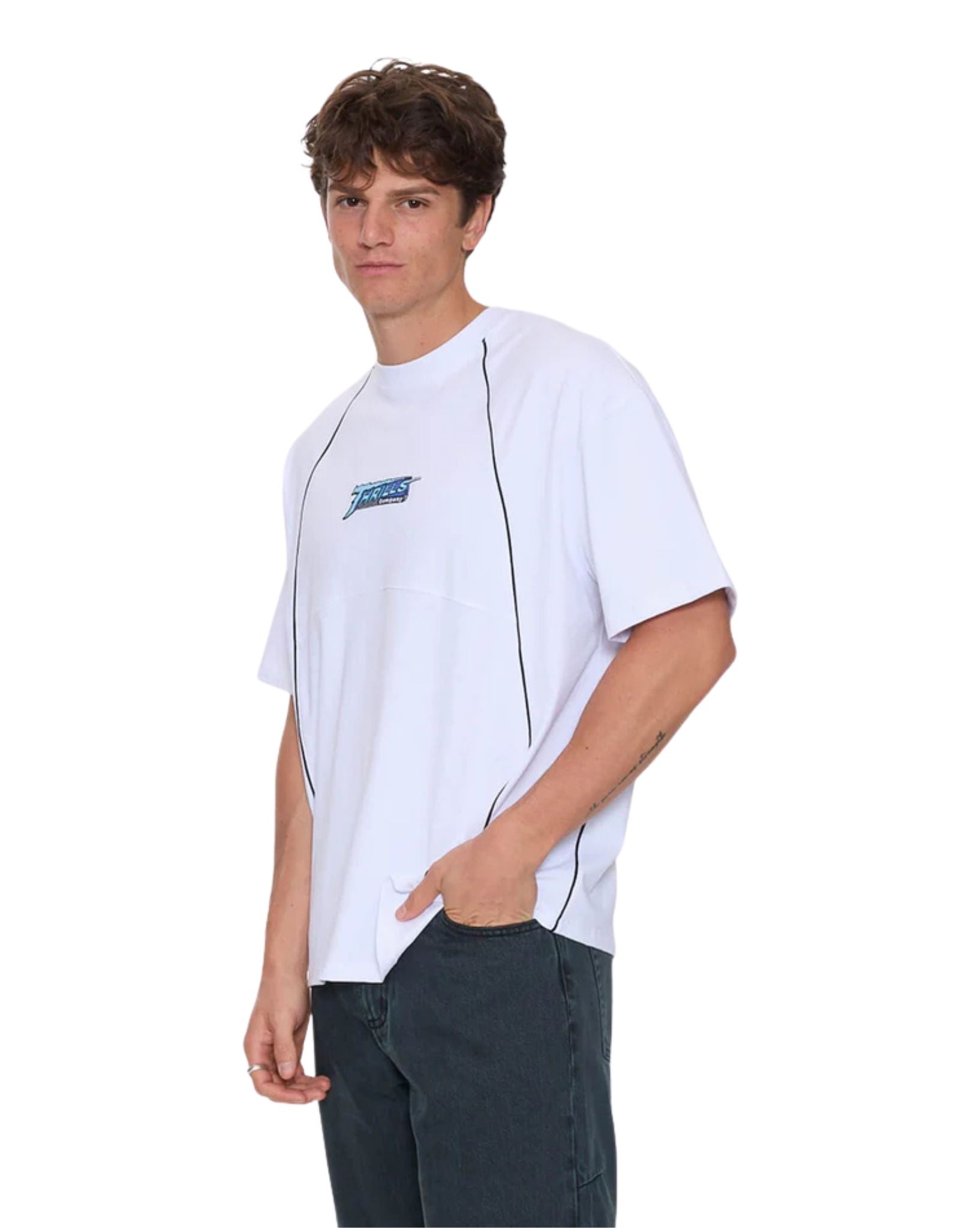 Thrills Heavy Voltage Box Fit Oversize Cropped Piping Tee