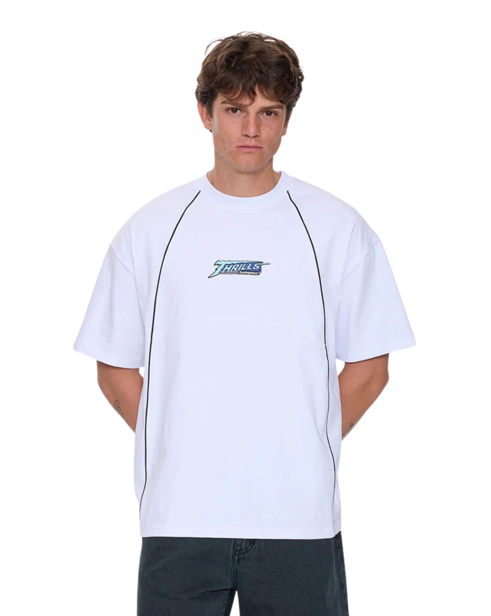 Thrills Heavy Voltage Box Fit Oversize Cropped Piping Tee