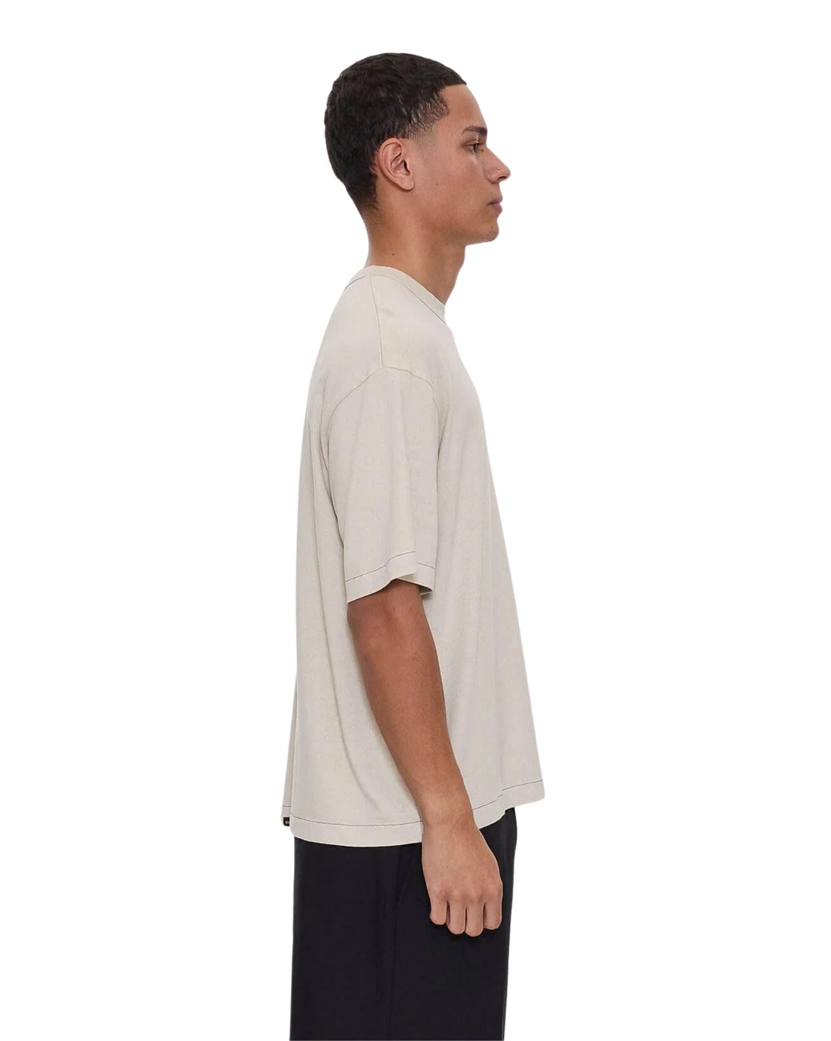 Thrills Hemp Thrills Embro Contrast Stitch Box Fit Oversize Cropped Tee