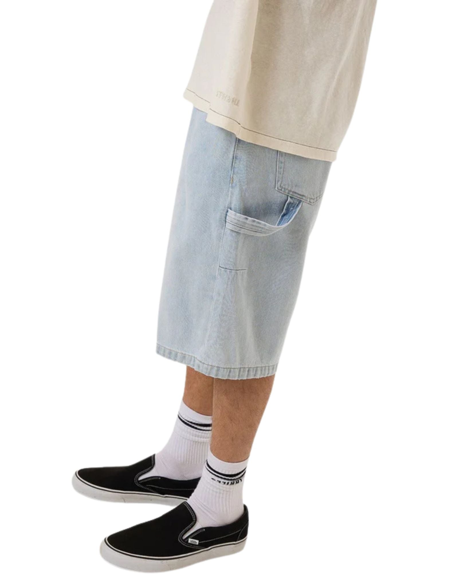 Thrills Mens Big Slacker Denim Short- Ether Blue