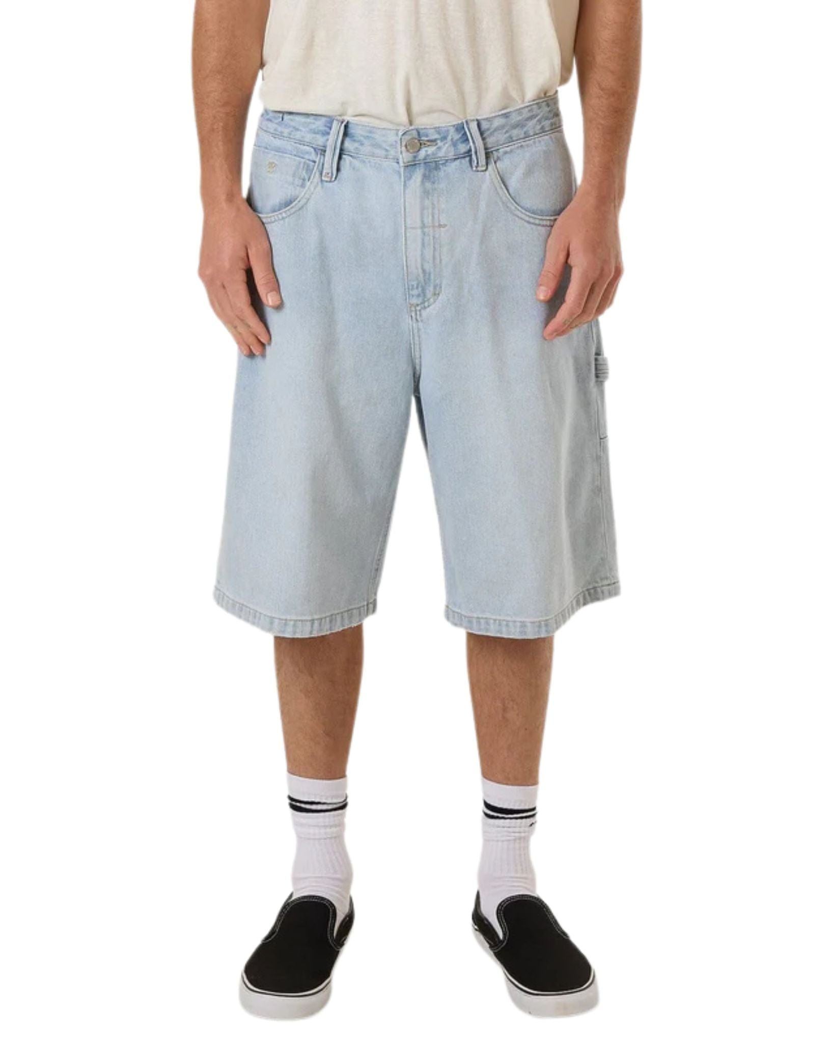 Thrills Mens Big Slacker Denim Short- Ether Blue
