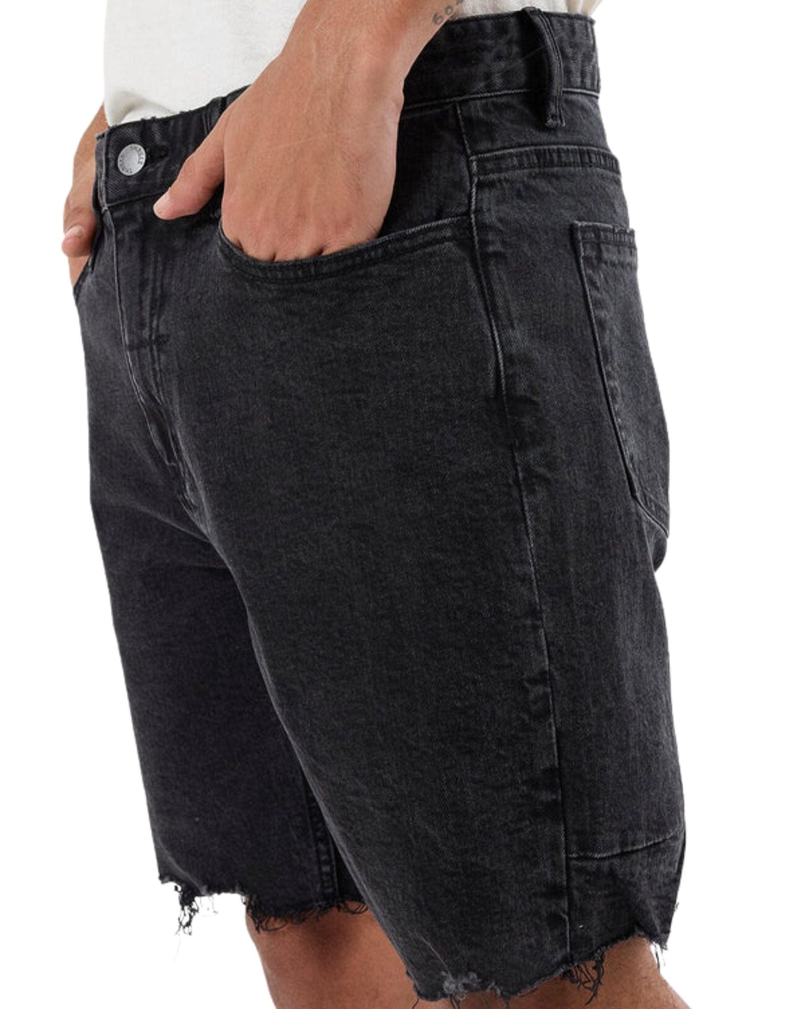 Thrills Mens Bones Denim Short - Aged Black