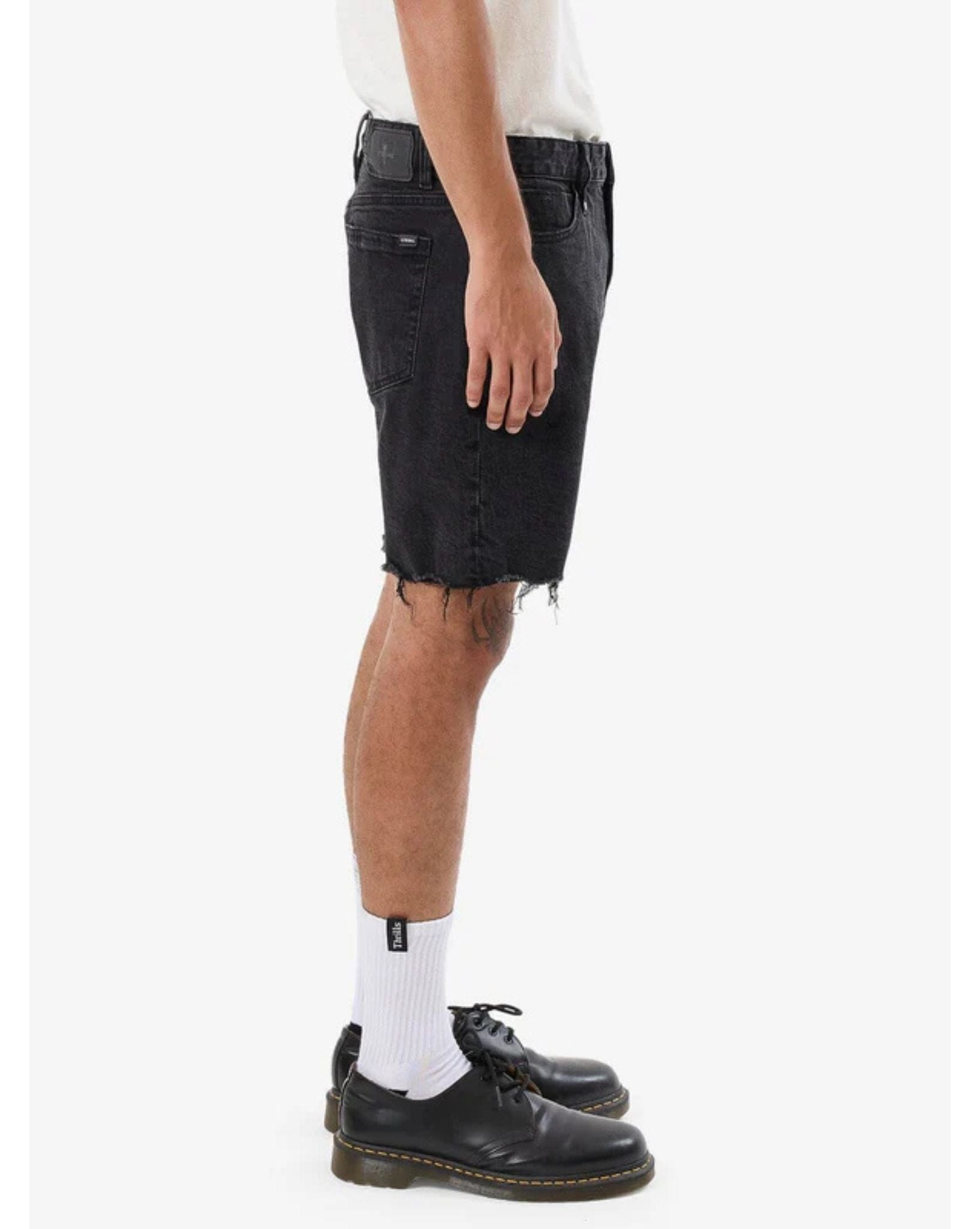Thrills Mens Bones Denim Short - Aged Black