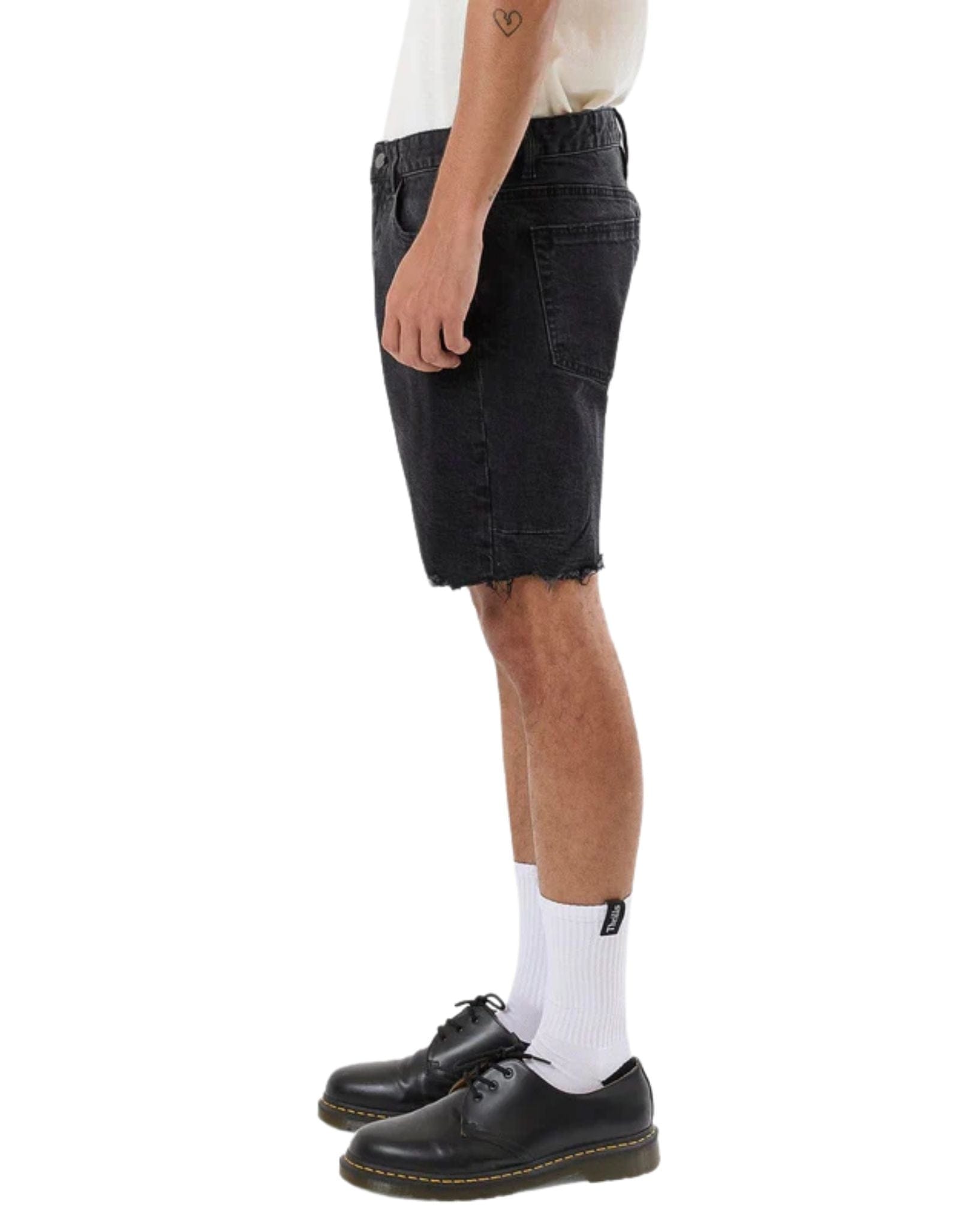 Thrills Mens Bones Denim Short - Aged Black