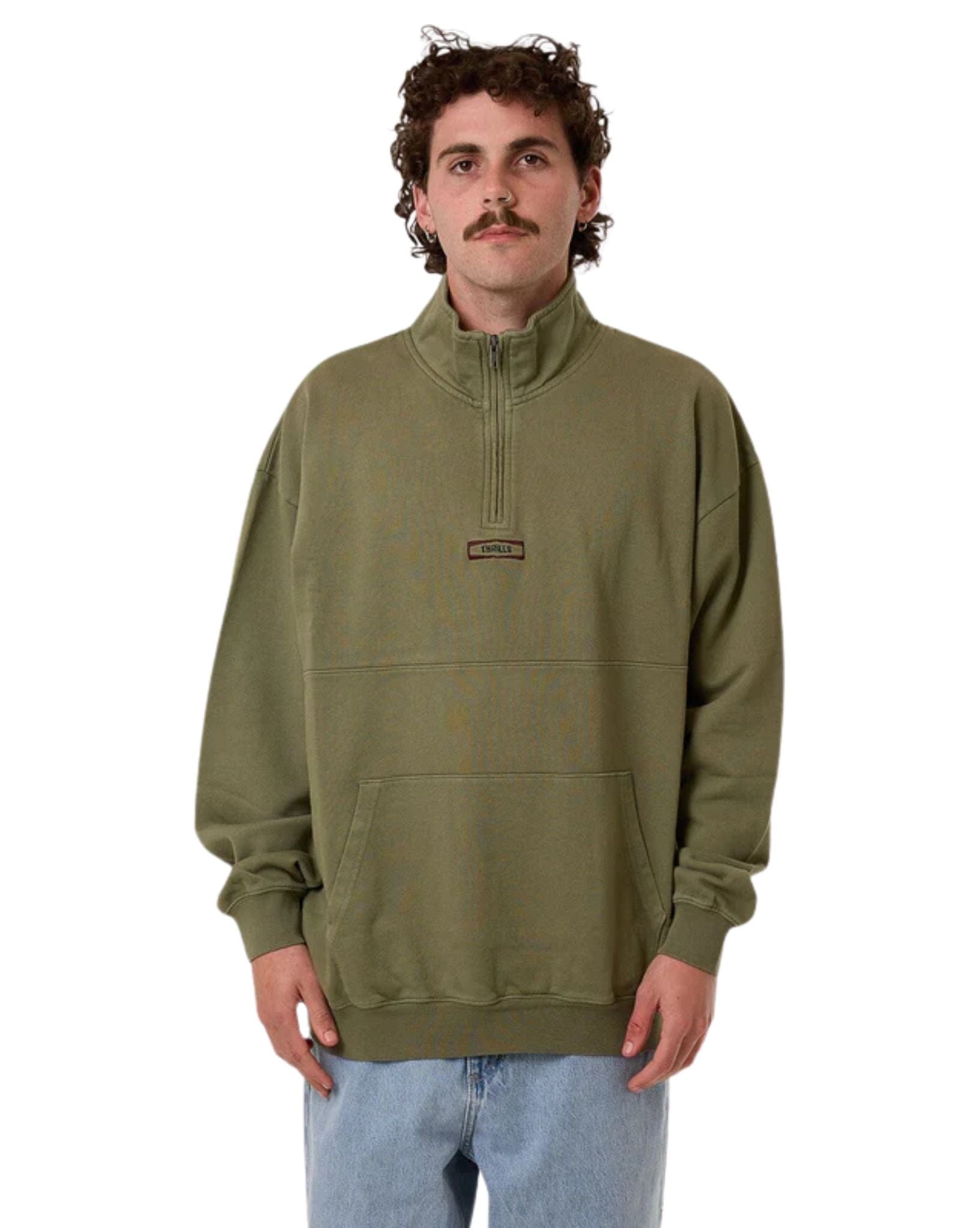 Thrills Mens Born to Fly Quarter Zip Fleece