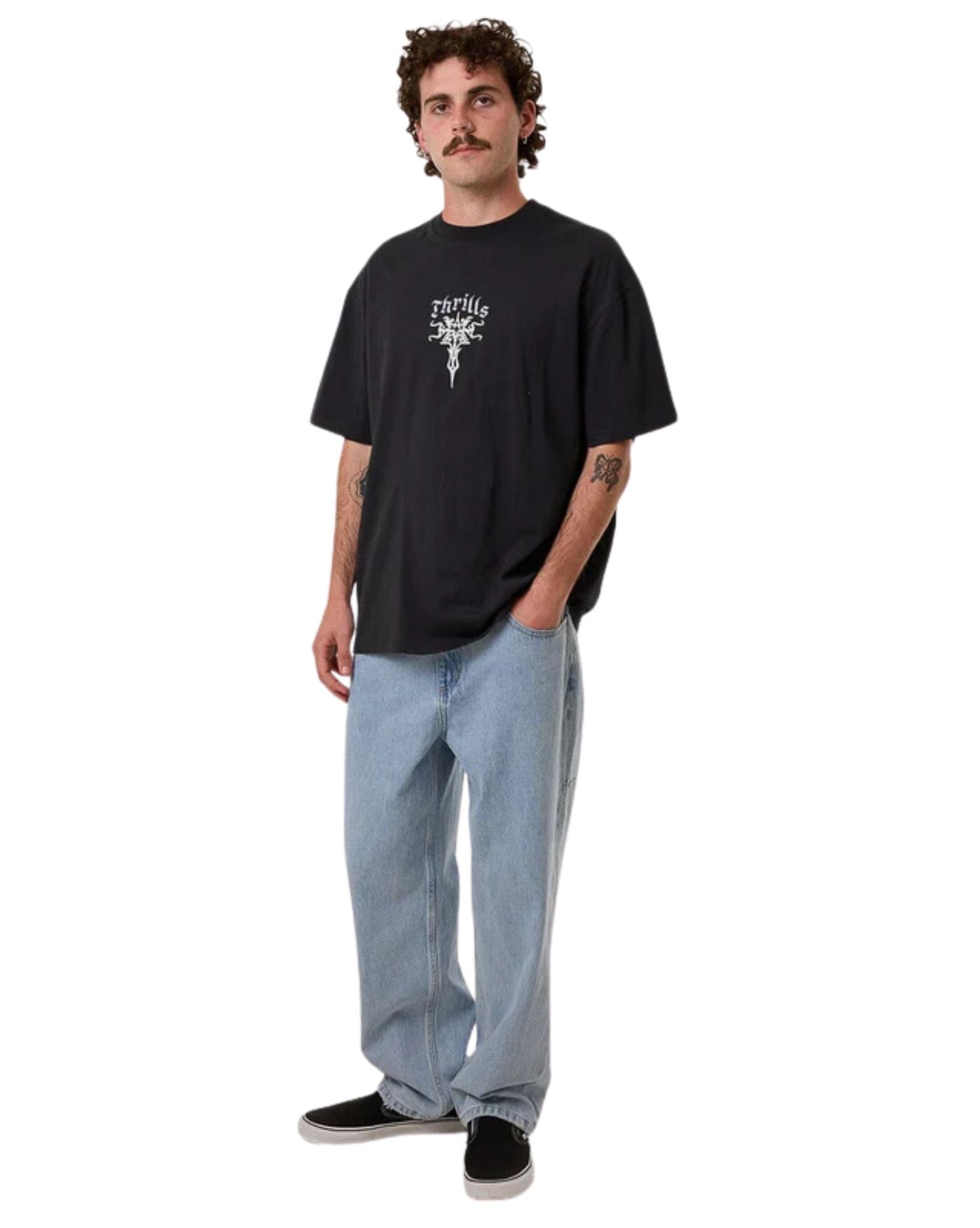 Thrills Mens Filter Box Fit Oversize Tee - Faded Black