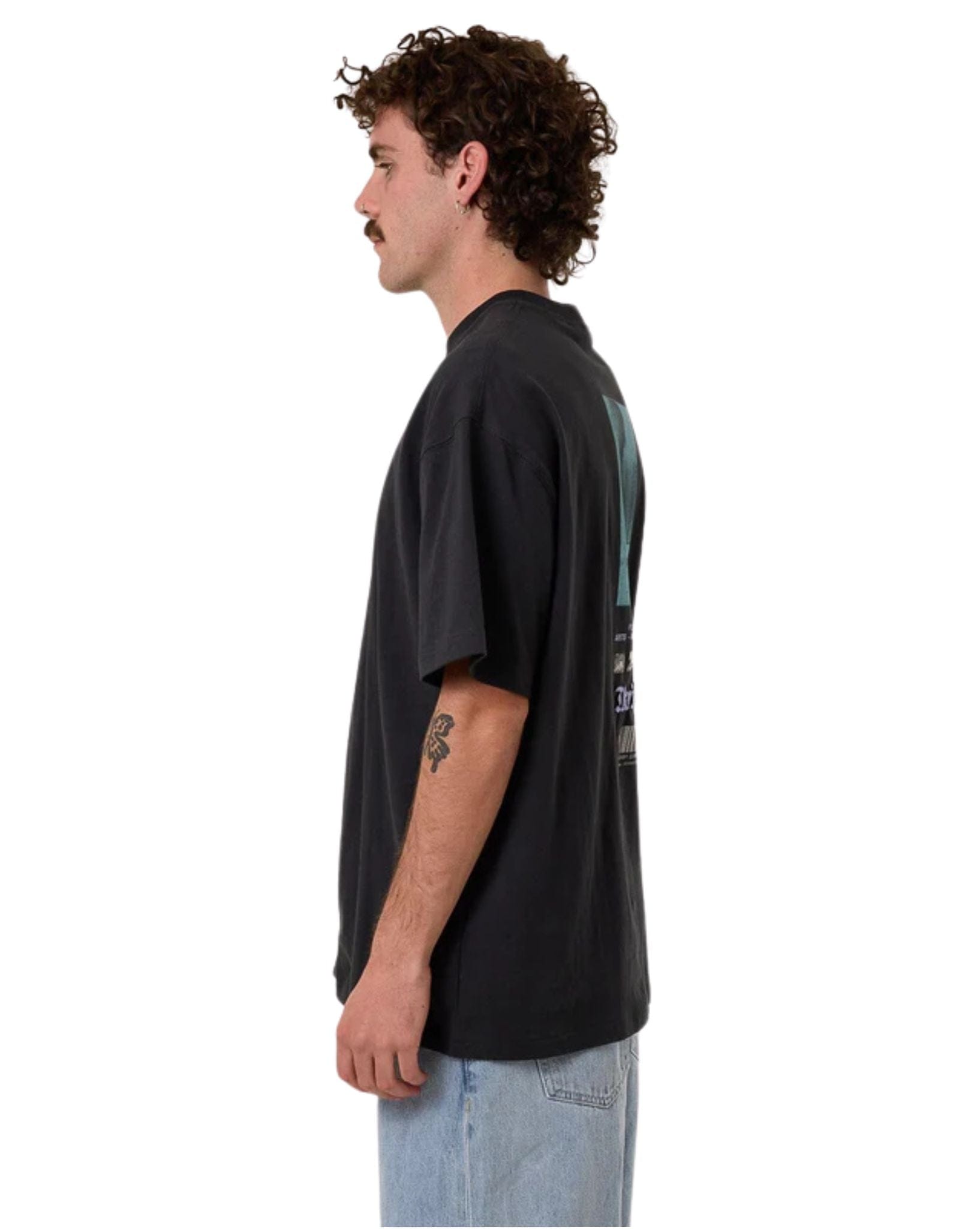 Thrills Mens Filter Box Fit Oversize Tee - Faded Black