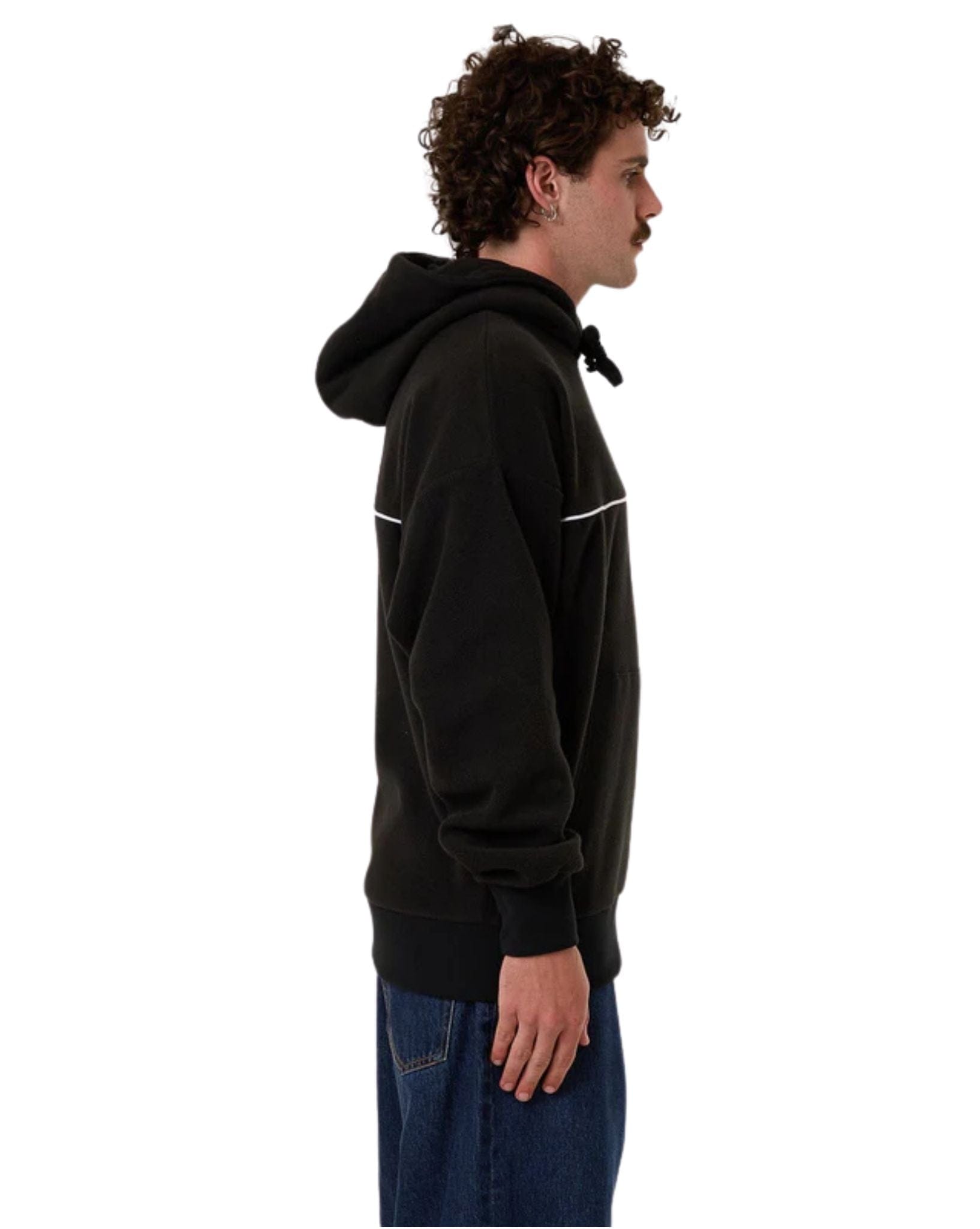 Thrills Mens Hazed Slouch Hood Polar Fleece - Black