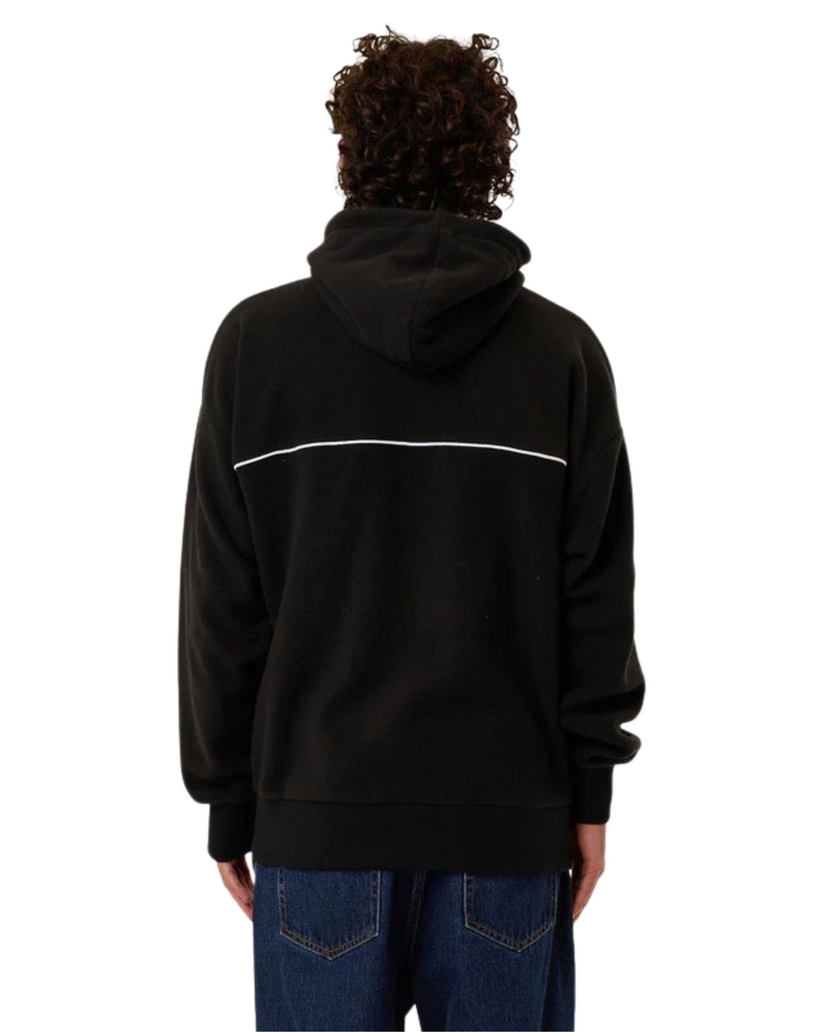 Thrills Mens Hazed Slouch Hood Polar Fleece - Black
