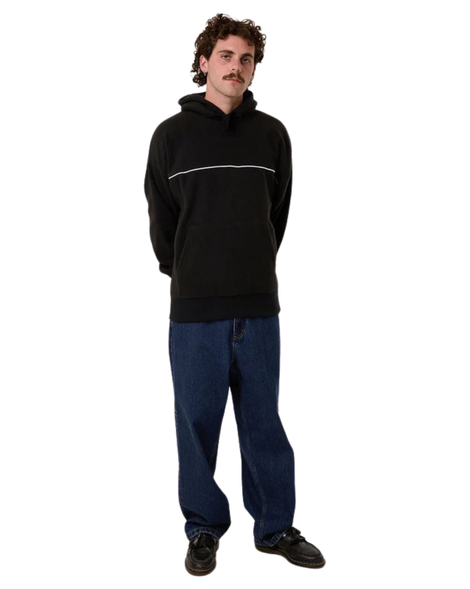 Thrills Mens Hazed Slouch Hood Polar Fleece - Black
