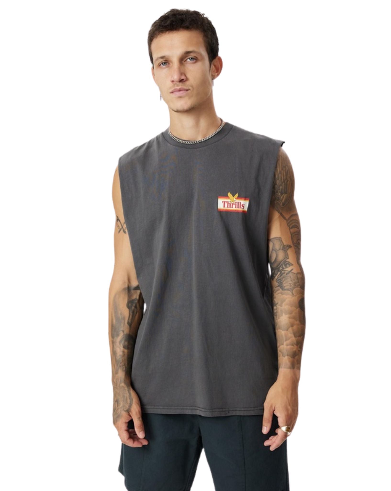 Thrills Mens Never Stop Merch Fit Muscle Tee