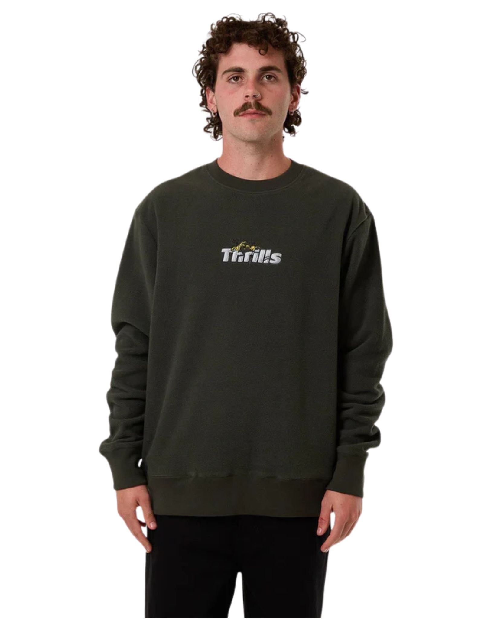 Thrills Mens Solace Of Nature Oversize Polar Fleece Crew