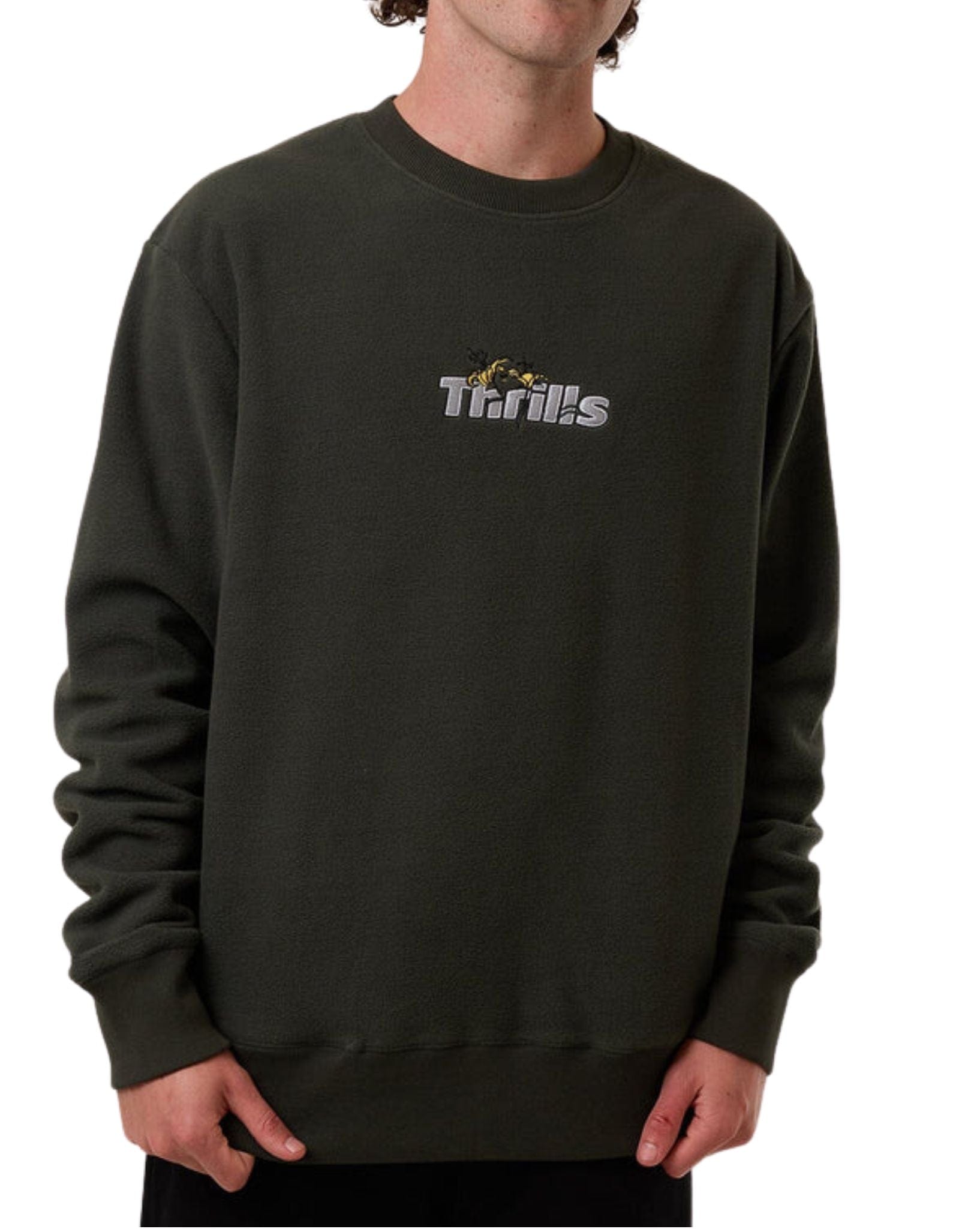 Thrills Mens Solace Of Nature Oversize Polar Fleece Crew