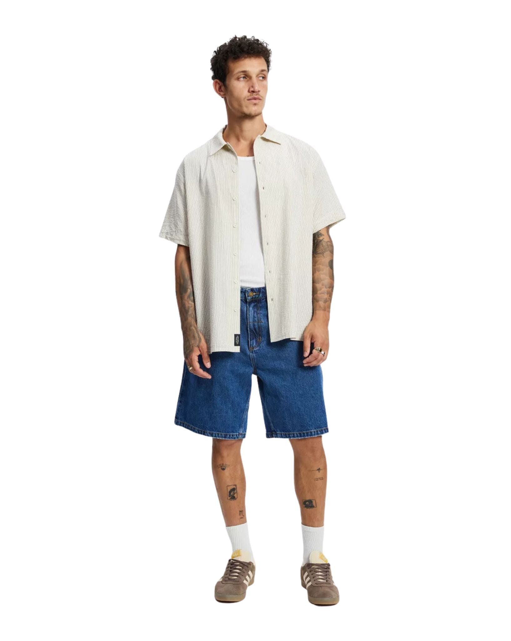 Thrills Mid Slacker Relaxed Long Denim Short - Deep Vintage Blue