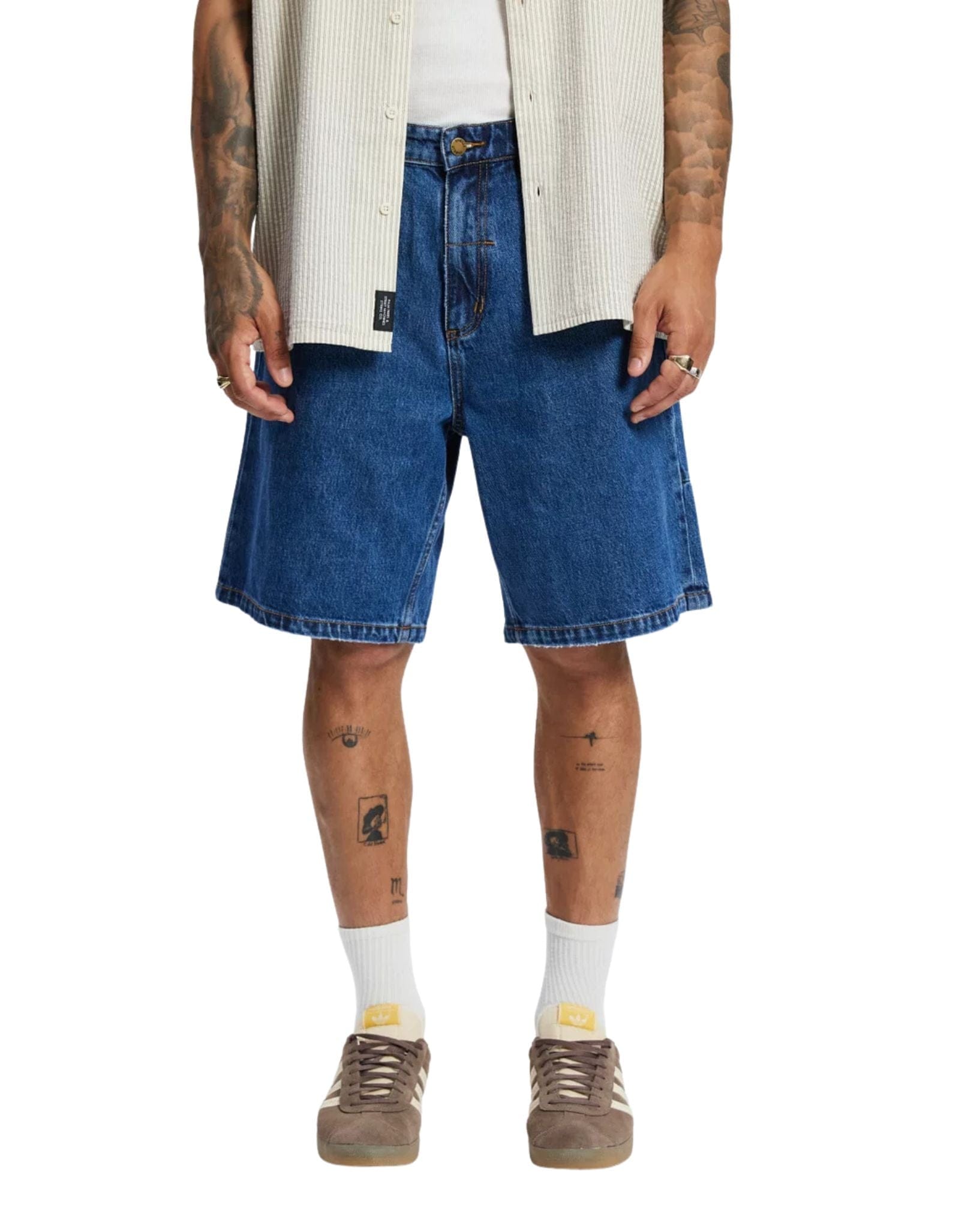 Thrills Mid Slacker Relaxed Long Denim Short - Deep Vintage Blue