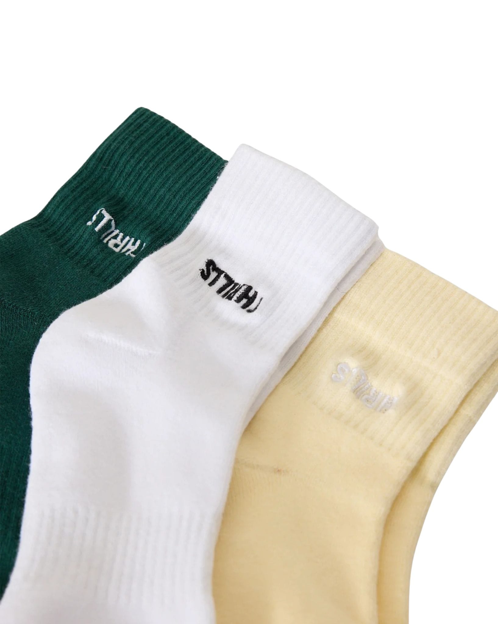 Thrills Minimal Thrills 3 Pack Sock - Varsity Green - White - Buttercream