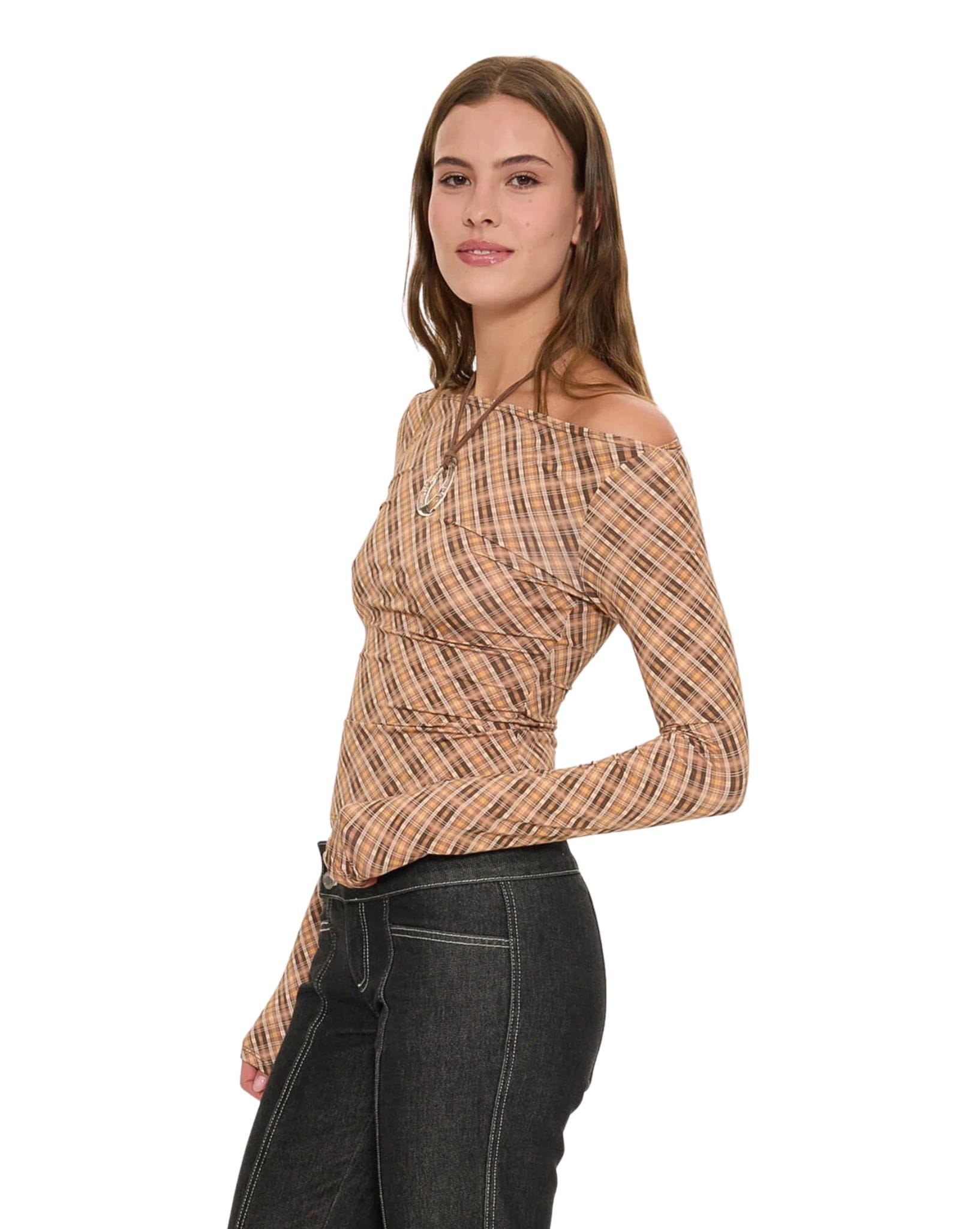 Thrills No Vacancy Check Long Sleeve Top