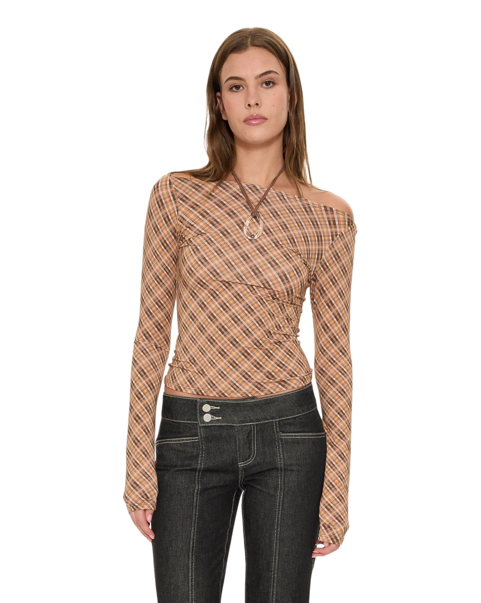 Thrills No Vacancy Check Long Sleeve Top