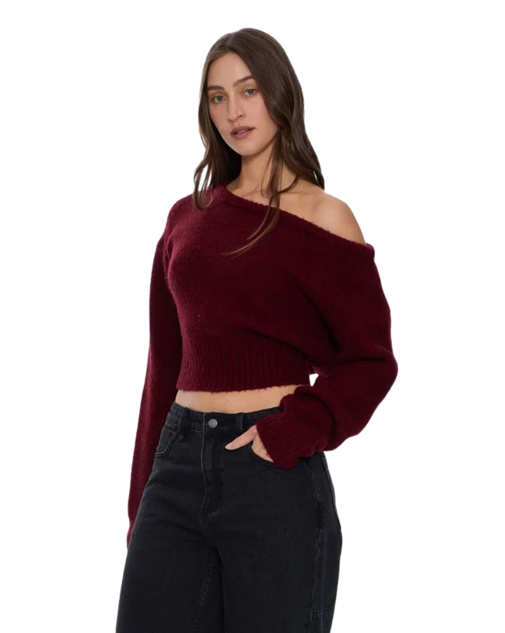 Thrills Oslo Cold Shoulder Knit Sweater